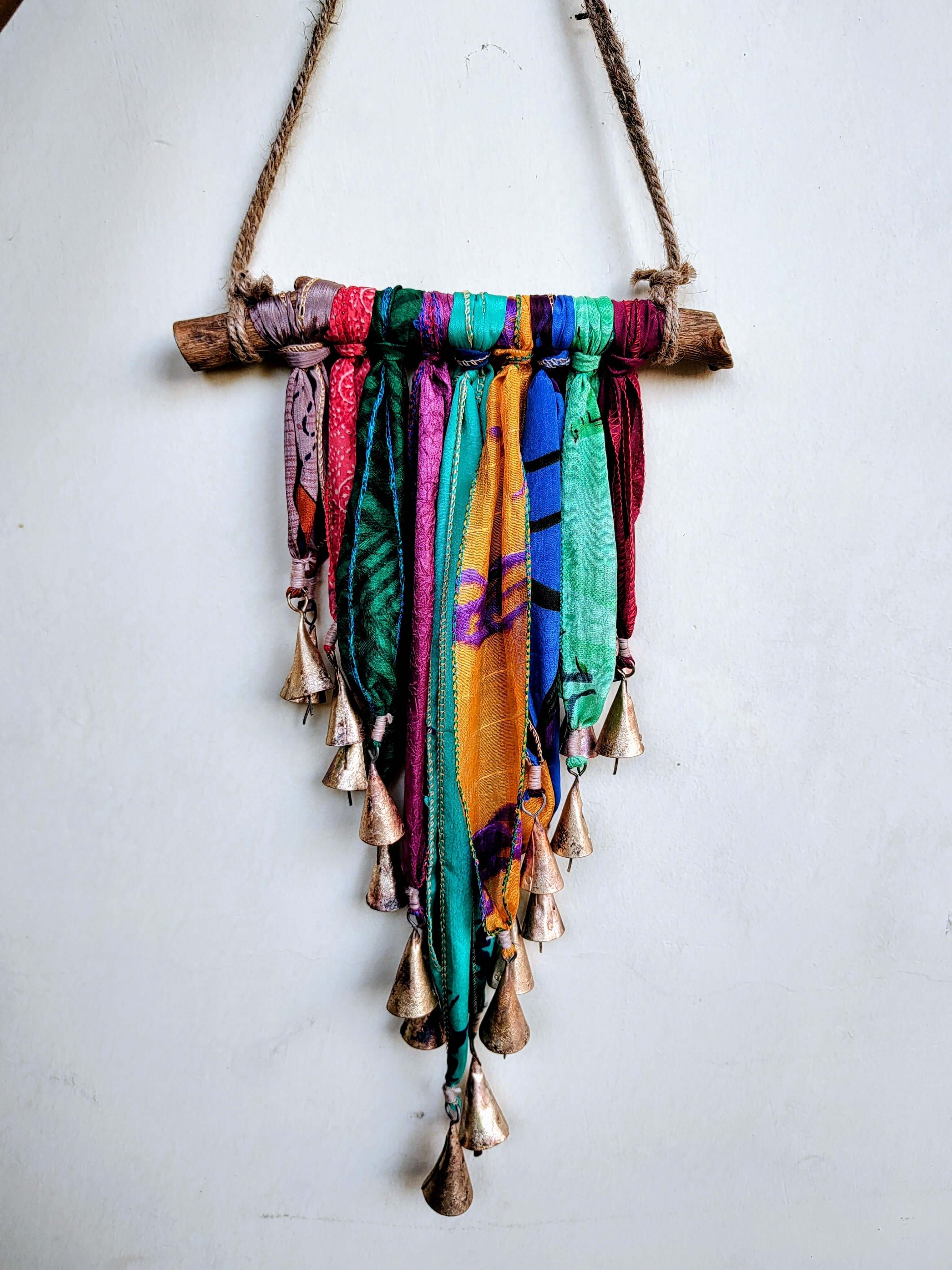 Recycled Silk Sari Wall Hanging - Boho Home Decor