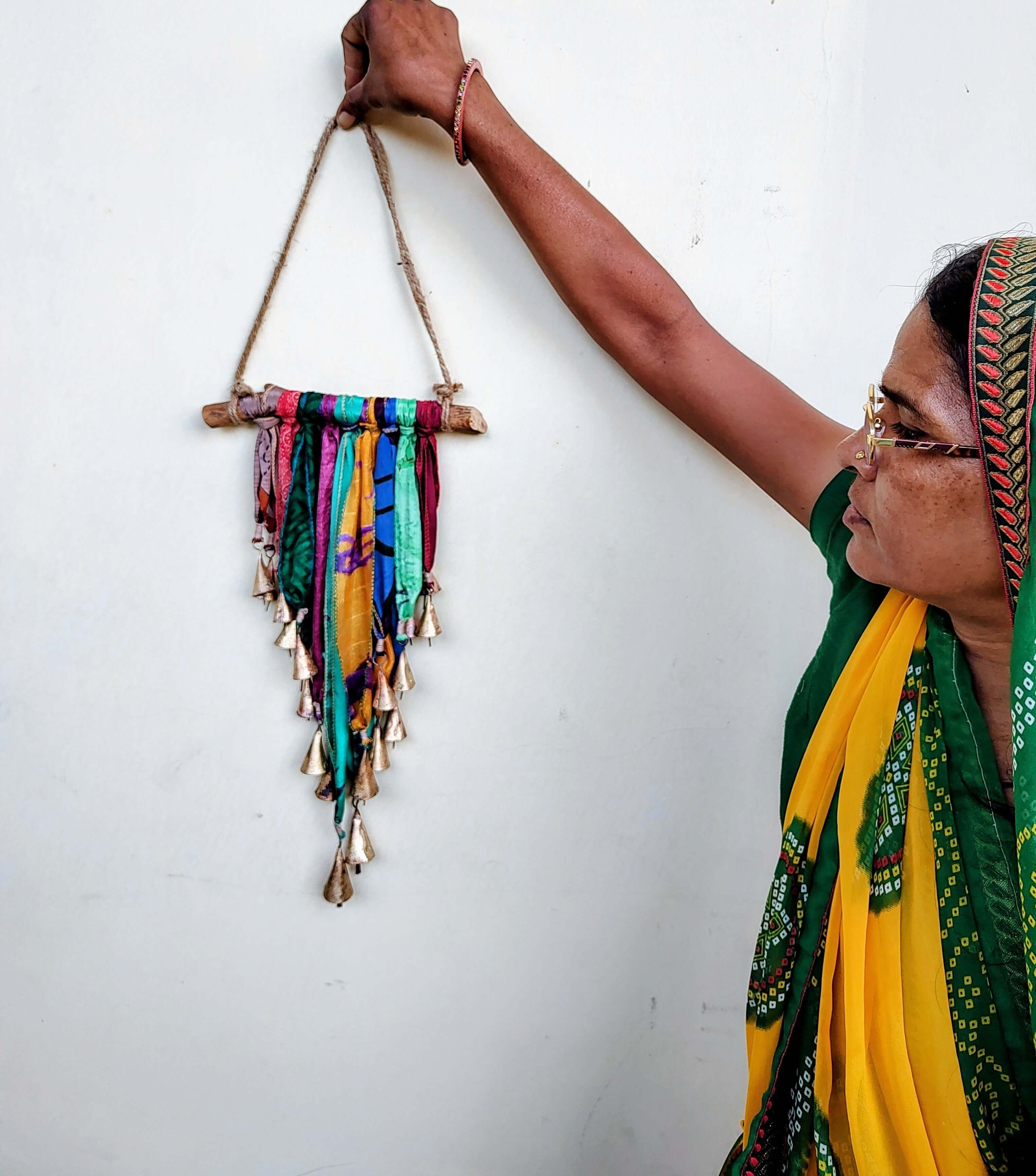 Recycled Silk Sari Wall Hanging - Boho Home Decor