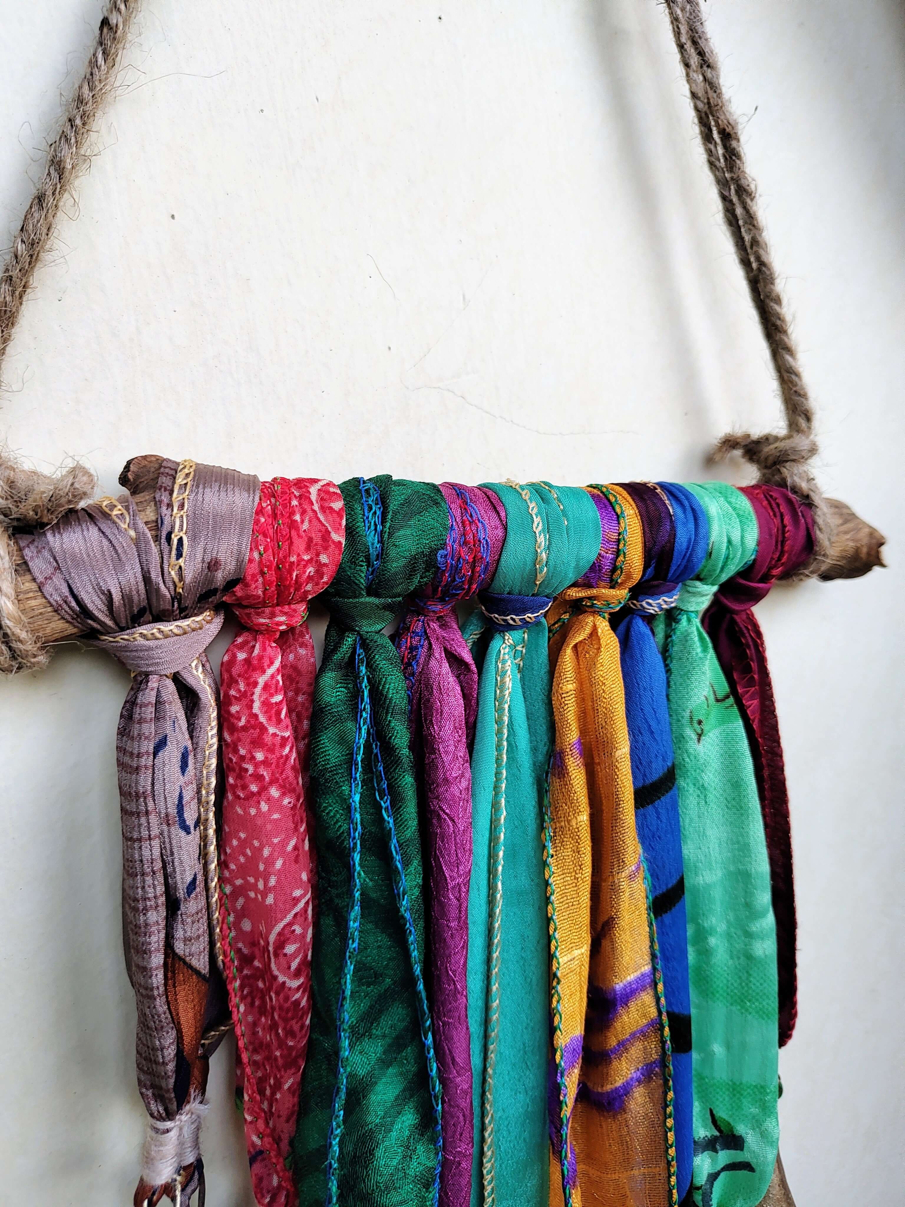 Recycled Silk Sari Wall Hanging - Boho Home Decor