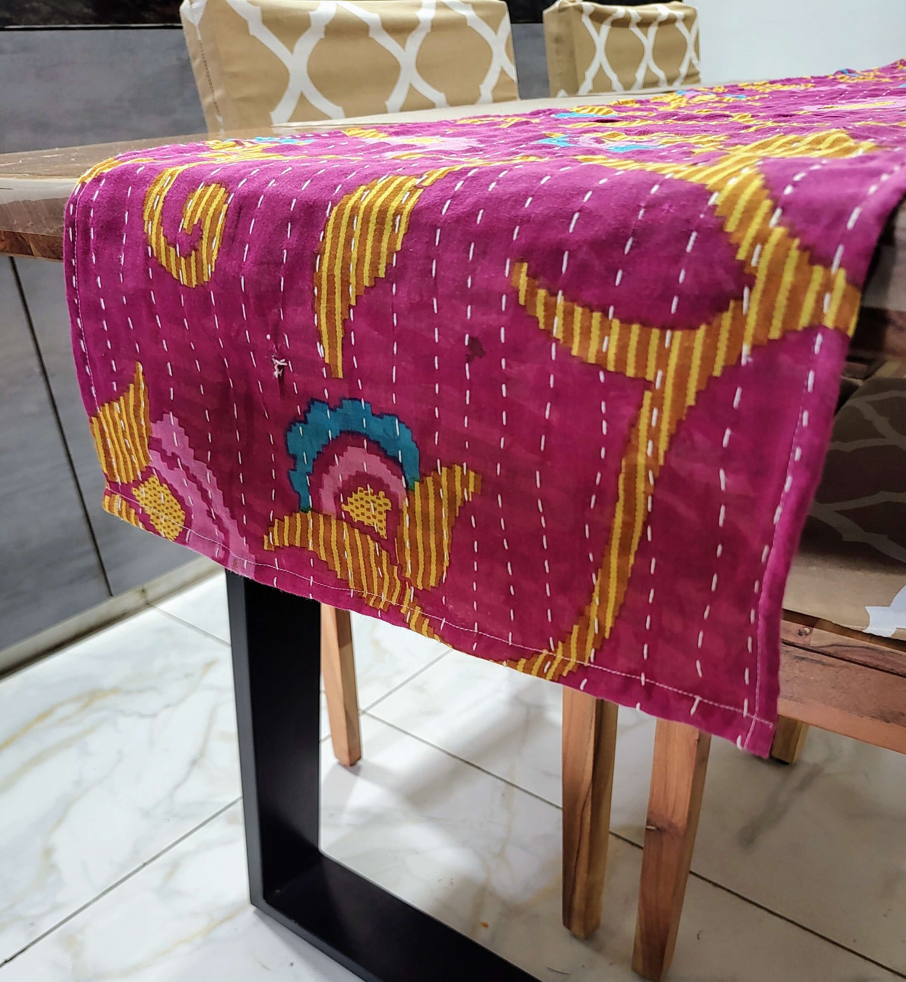 Bohemian Floral Cotton Table Runner - Vintage Decor