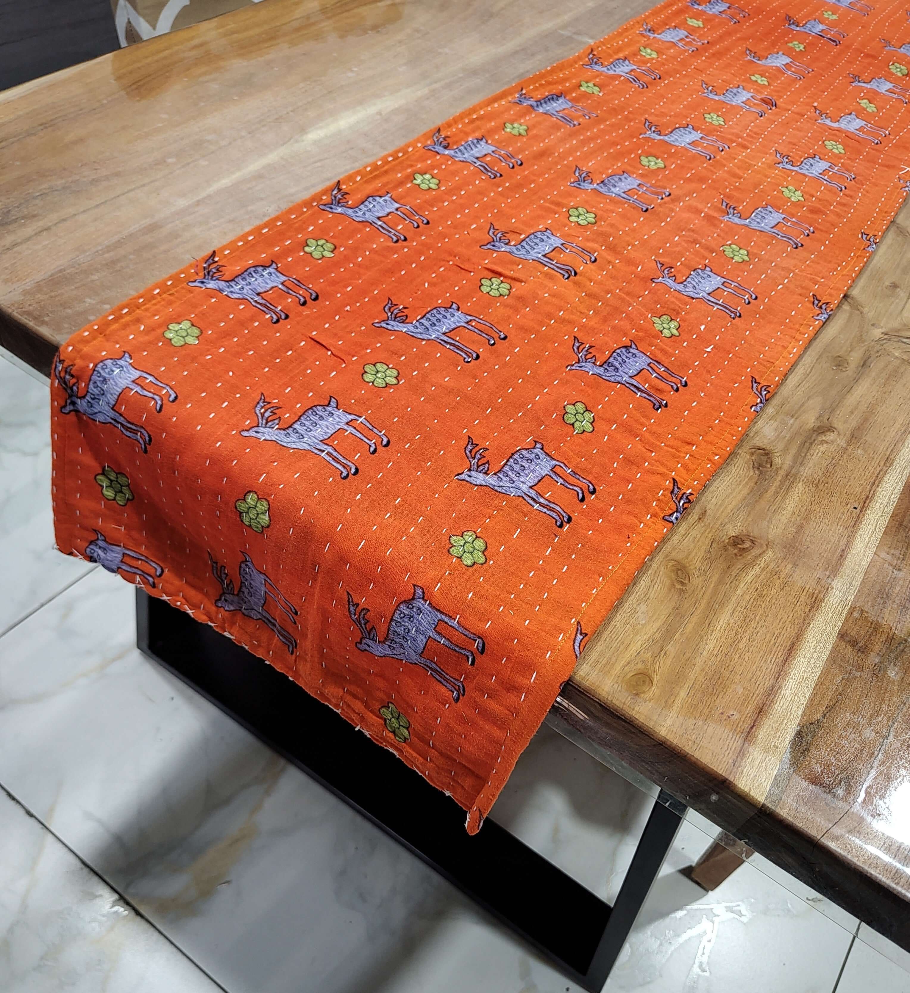 Bohemian Floral Cotton Table Runner - Vintage Decor