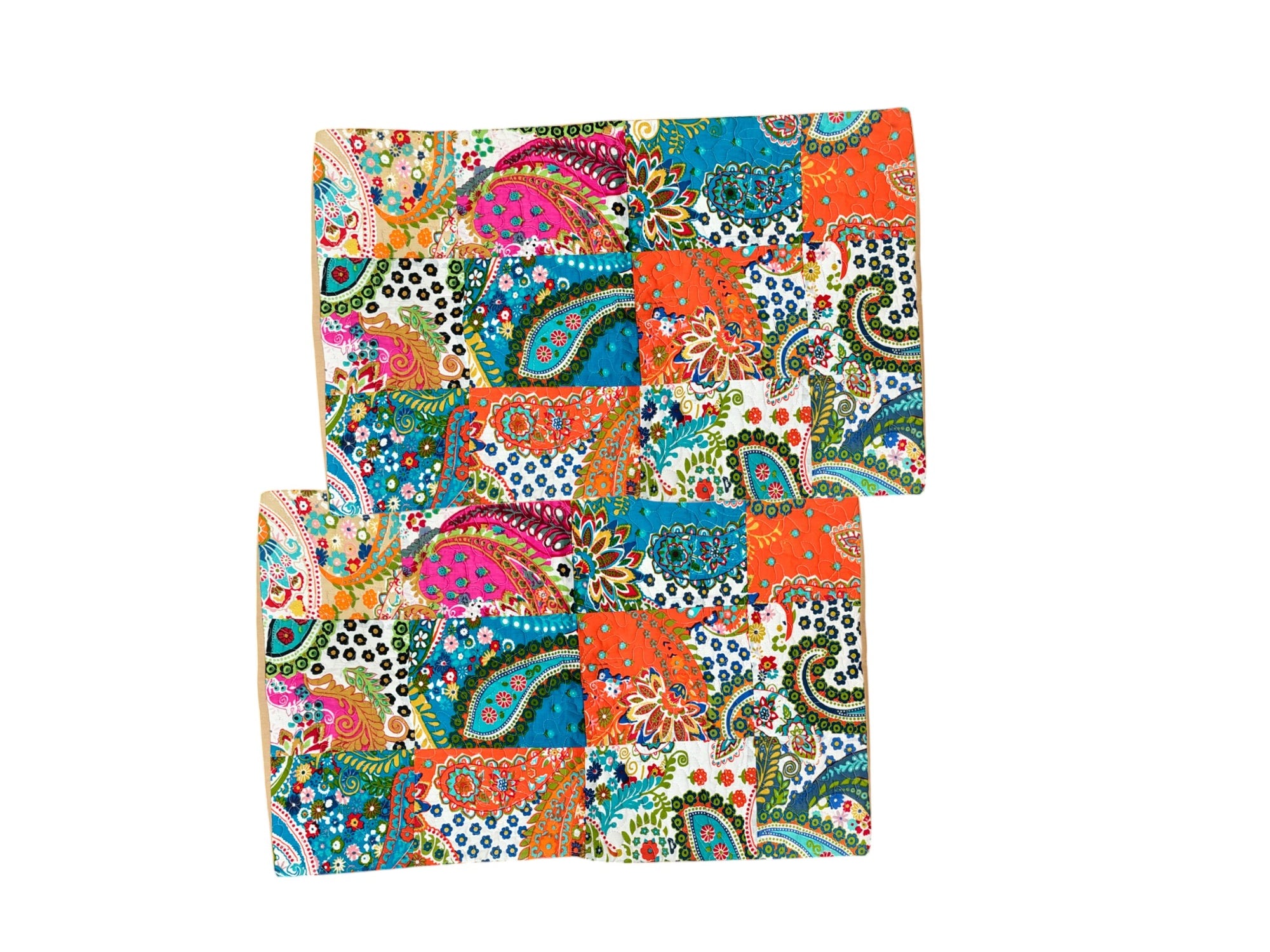 Multicolor Paisley Patchwork Printed Cushion Covers, 16x16 Multicolor Decorative Throw Pillow Covers Handmade Sofa & Bed Accent Pillows set of 2.