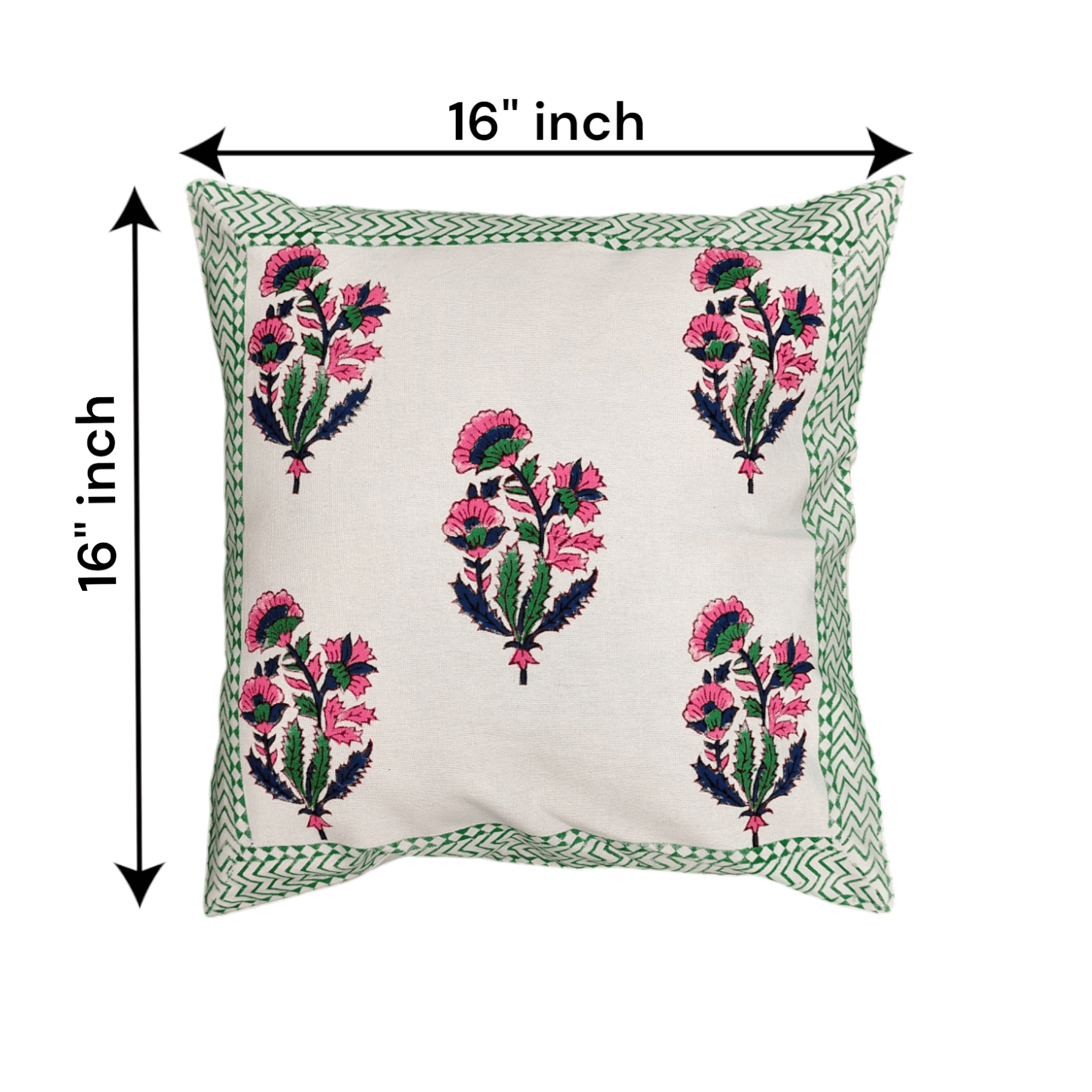 Floral Mughal Digital Printed Cushion Covers, 16x16 Multicolor Decorative Throw Pillow Covers Handmade Sofa & Bed Accent Pillows set of 2.