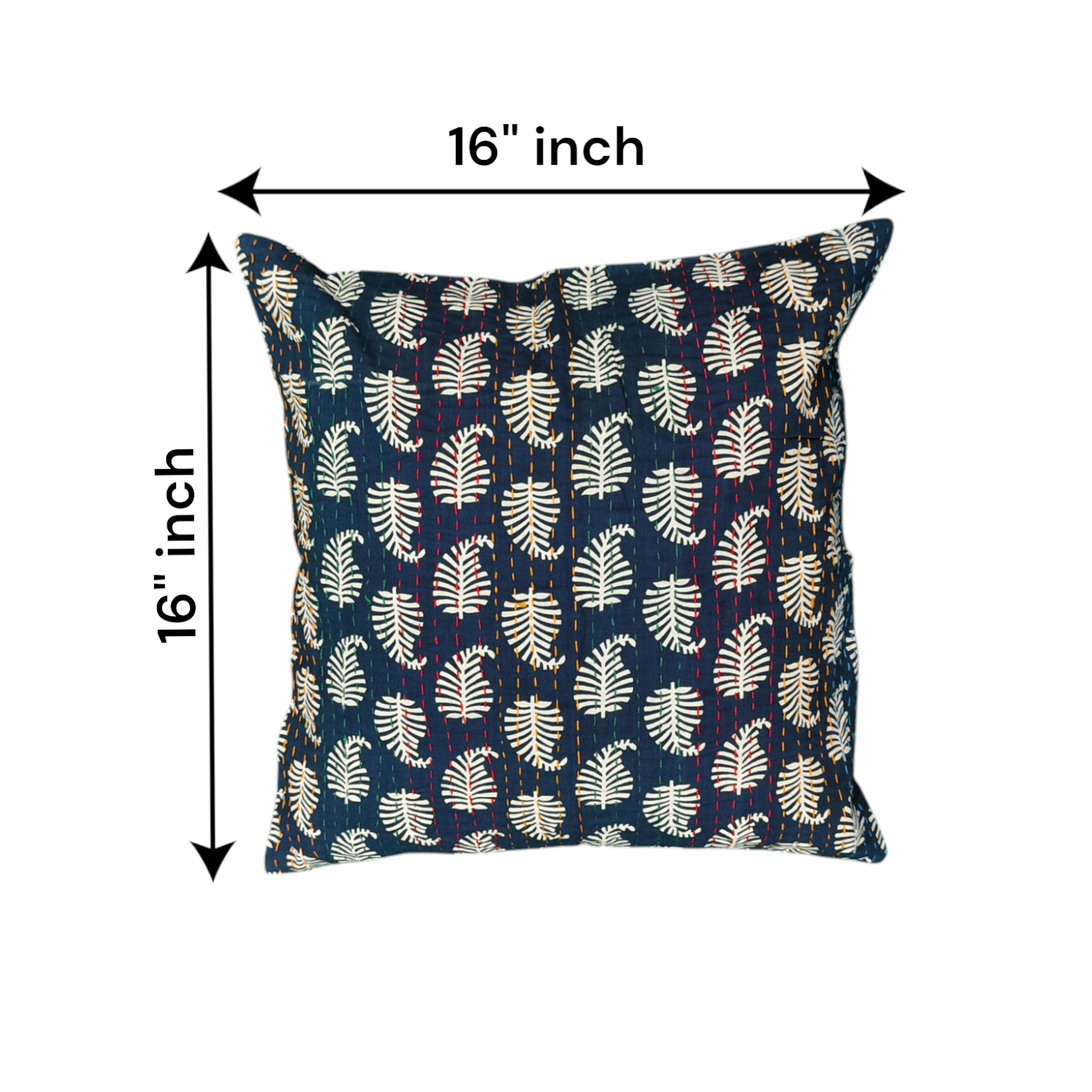 Dark Blue Leaf Print Cushion Cover, 16x16 Multicolor Decorative Throw Pillow Covers Handmade Sofa & Bed Accent Pillows set of 4.