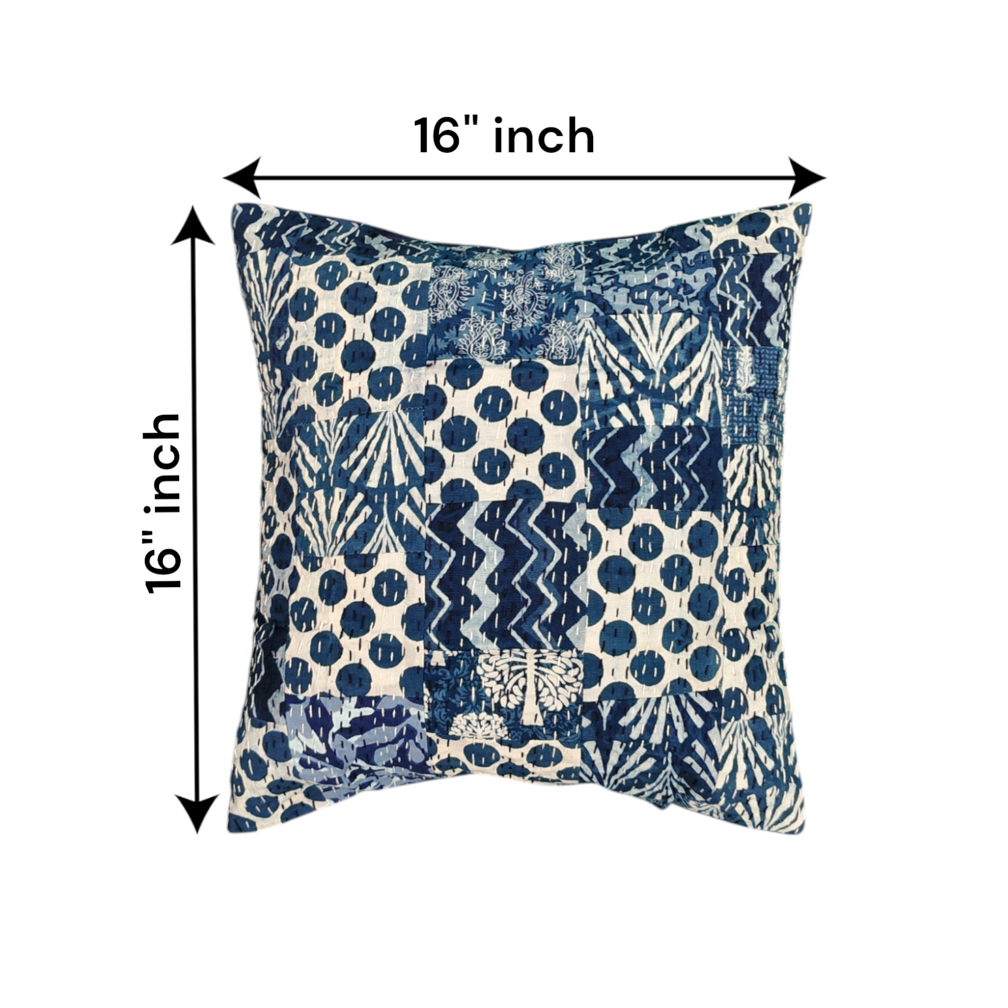 Indigo Blue Abstract Digital Print Cushion Cover Pair, 16x16 Multicolor Decorative Throw Pillow Covers Handmade Sofa & Bed Accent Pillows set of 2.