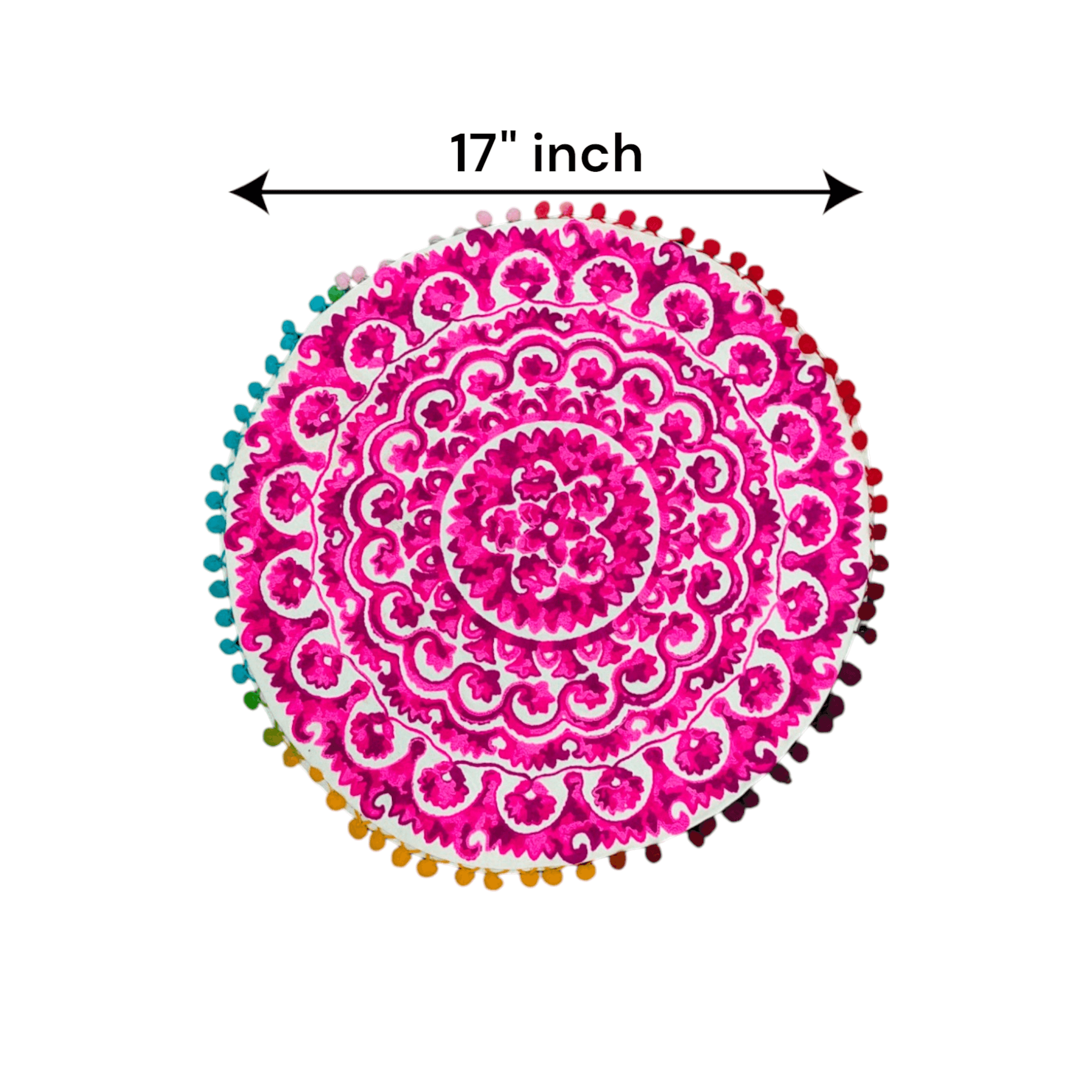 Multicolor round Floral Paisley Printed Cushion Covers, 16x16 Multicolor Decorative Throw Pillow Covers Handmade Sofa & Bed Accent Pillows.