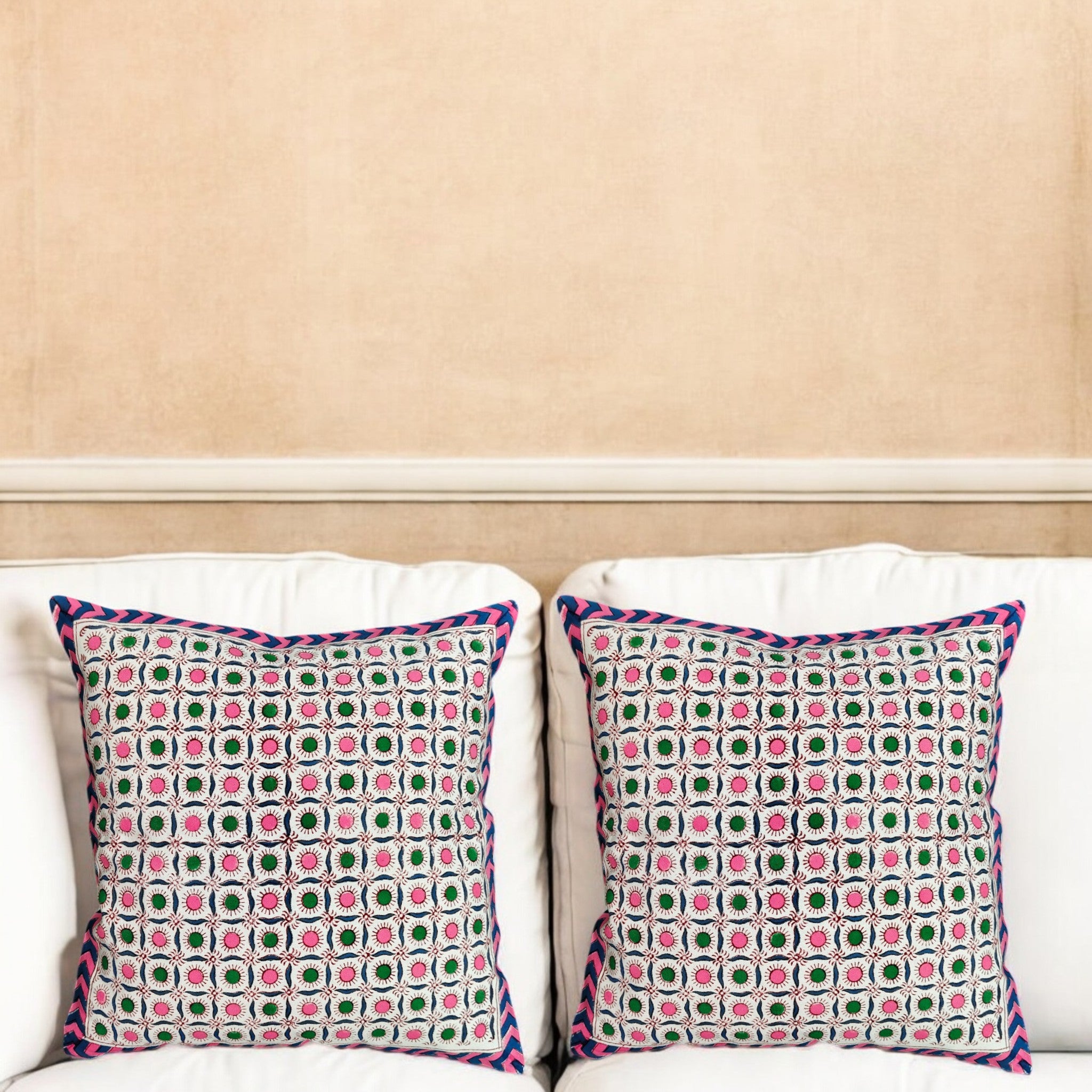 Geometric Floral Digital Printed Cushion Covers, 16x16 Multicolor Decorative Throw Pillow Covers Handmade Sofa & Bed Accent Pillows set of 4.