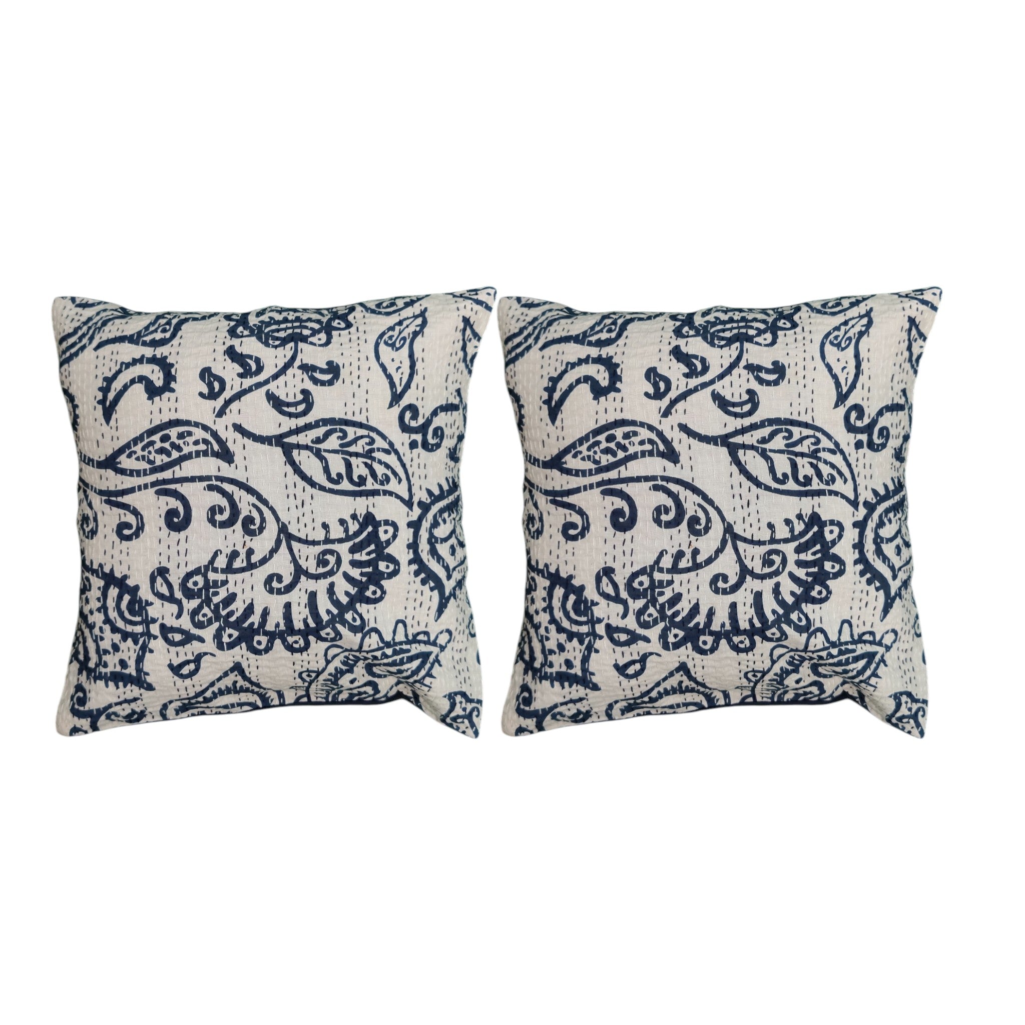 Blue & White Paisley Digital Print Cushion Cover, 16x16 Multicolor Decorative Throw Pillow Covers Handmade Sofa & Bed Accent Pillows set of 2.
