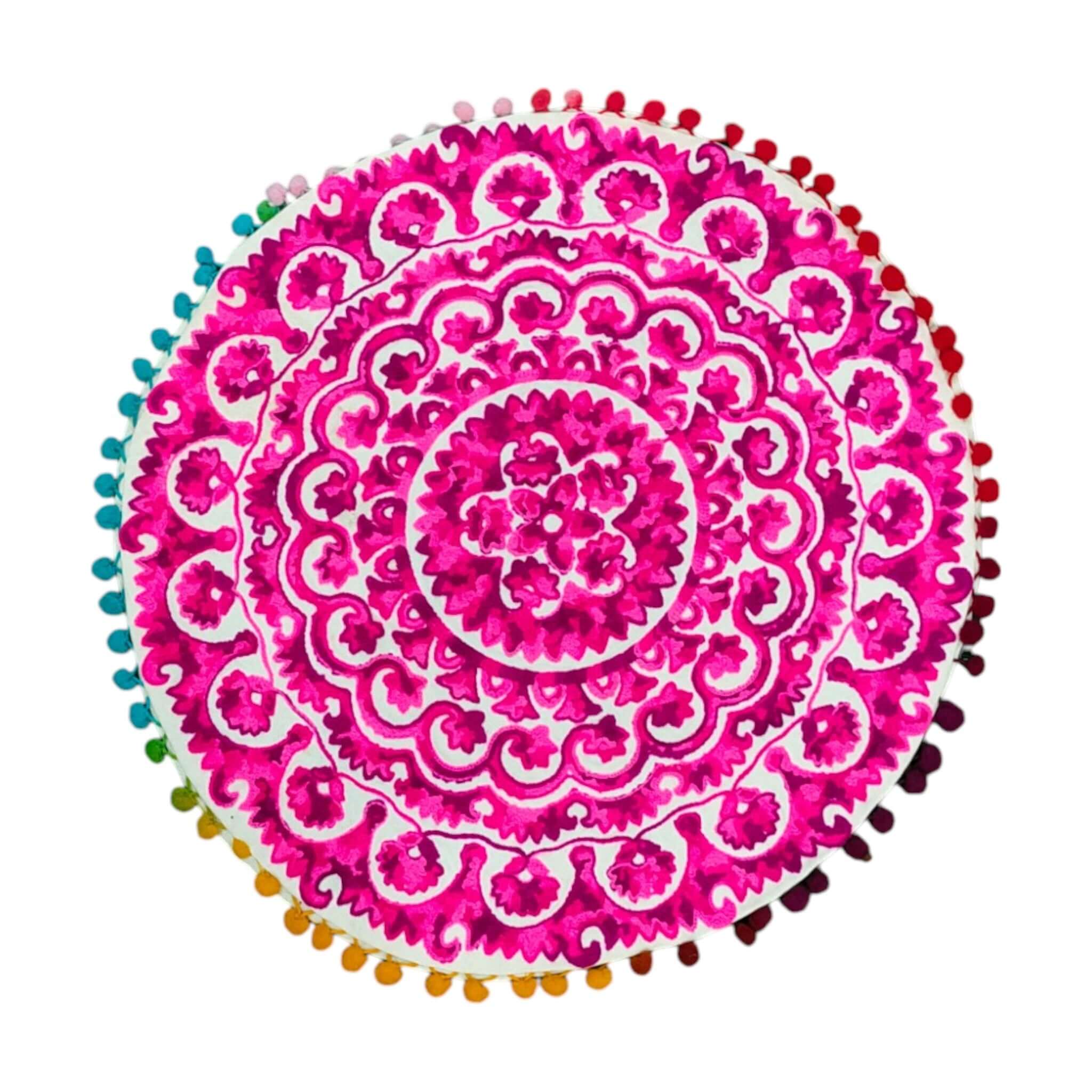 Multicolor round Floral Paisley Printed Cushion Covers, 16x16 Multicolor Decorative Throw Pillow Covers Handmade Sofa & Bed Accent Pillows.