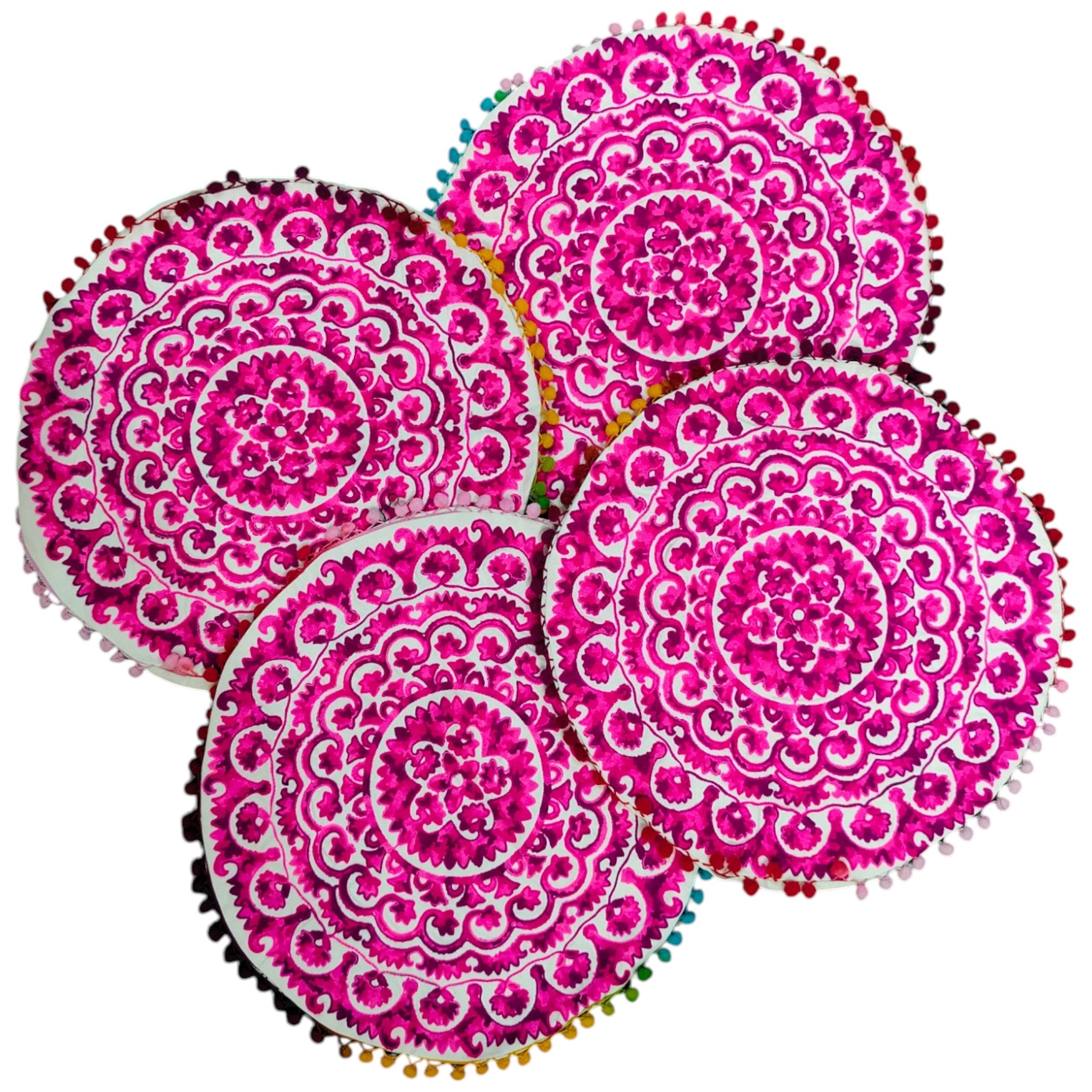 Multicolor round Floral Paisley Printed Cushion Covers, 16x16 Multicolor Decorative Throw Pillow Covers Handmade Sofa & Bed Accent Pillows.