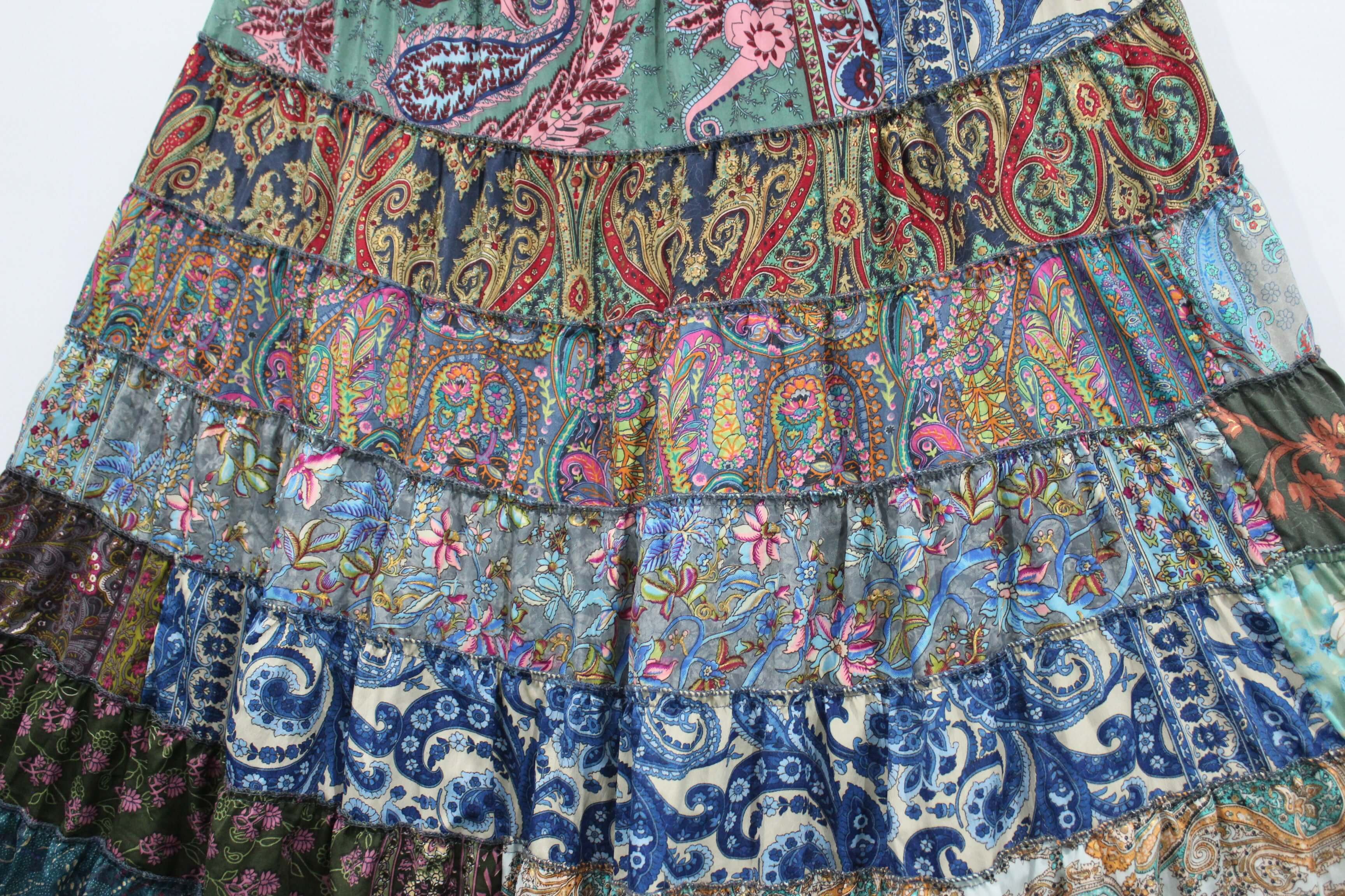 Recycled Silk Sari Bohemian Skirt for Women