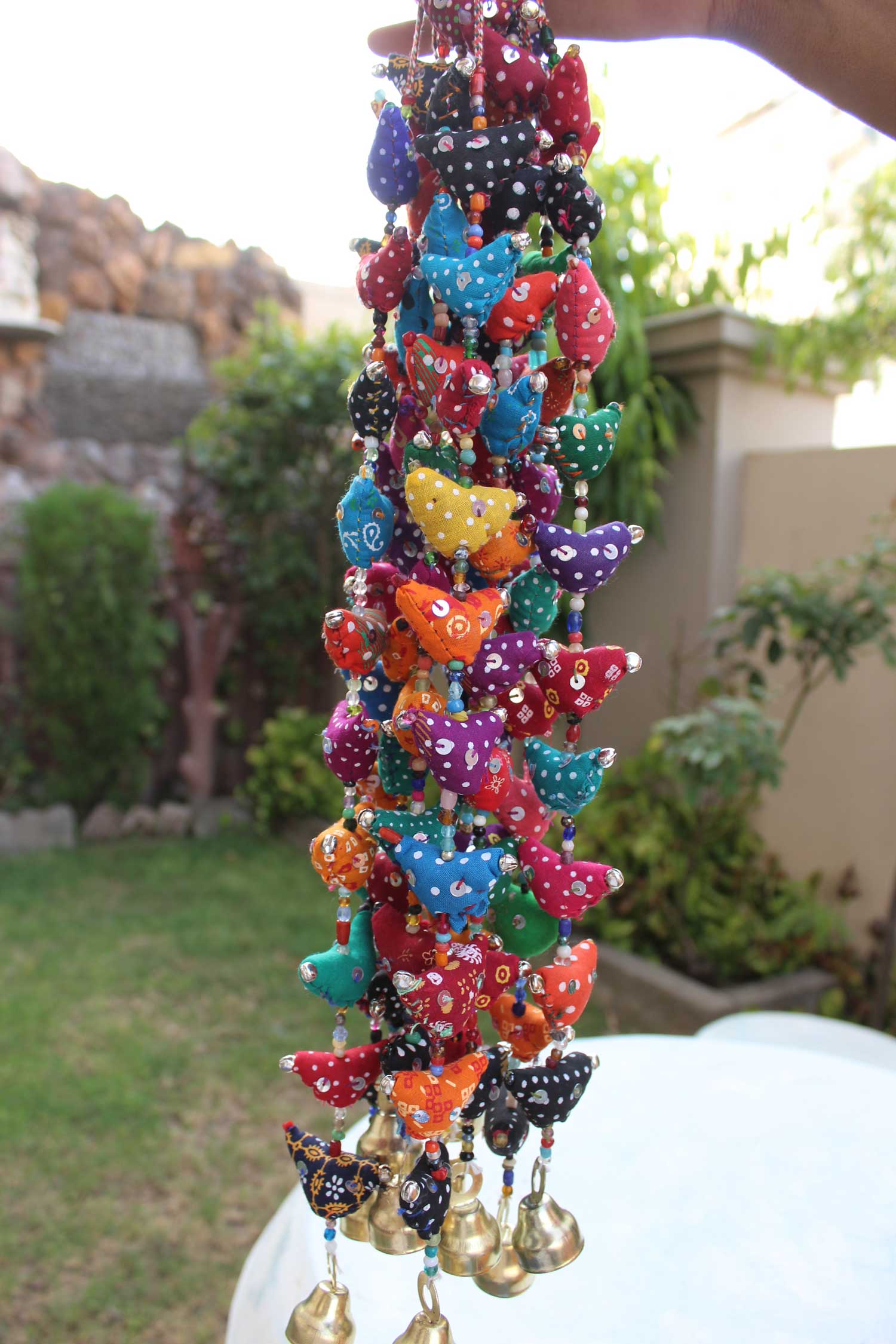 Handmade 30 bird bells for a colorful traditional touch. Eco-friendly, perfect for gardens or entryways.