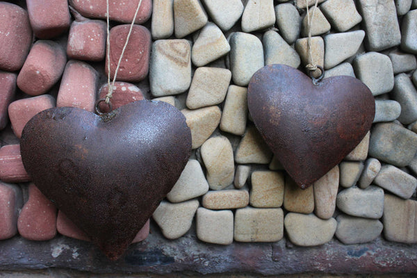 Antique Rustic Metal Heart Wall Hanging Ornaments Gifts Decorative Collectibles Set 15 Pieces