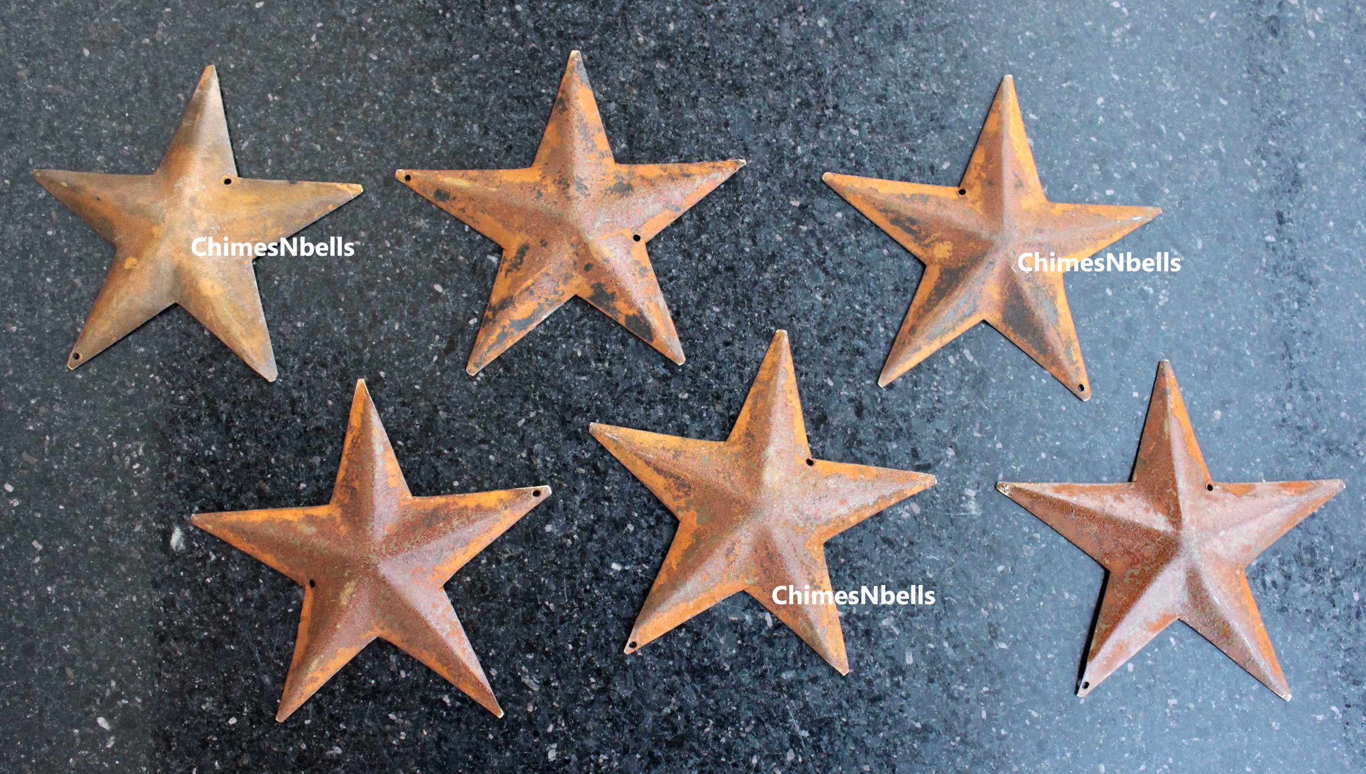 Elevate your space with our 10-piece recycled iron moon and stars set. Perfect for country primitive decor in your home or patio.