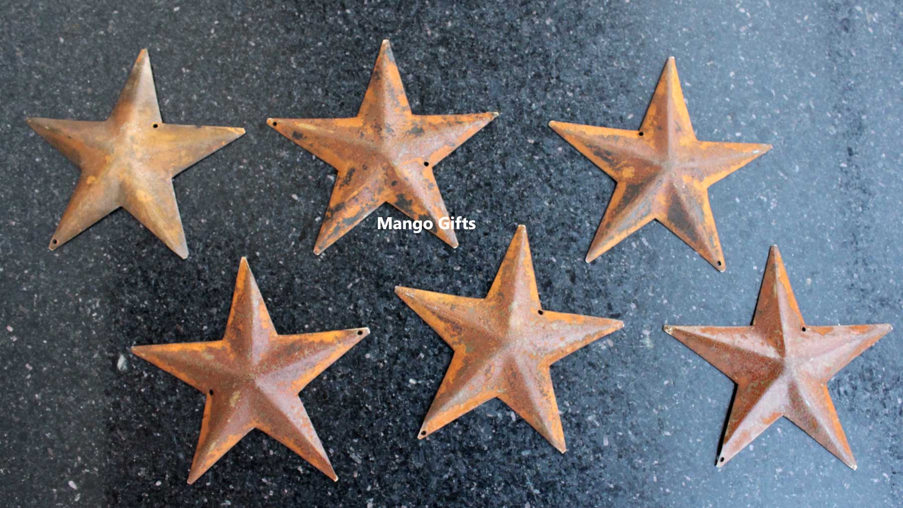 Elevate your space with our 10-piece recycled iron moon and stars set. Perfect for country primitive decor in your home or patio.