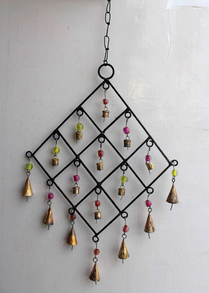 Recycled Iron Metal Bells Wall Hanging Chime Sun catcher Indoor Outdoor Patio Garden Farmhouse Decoration set of 5 pieces