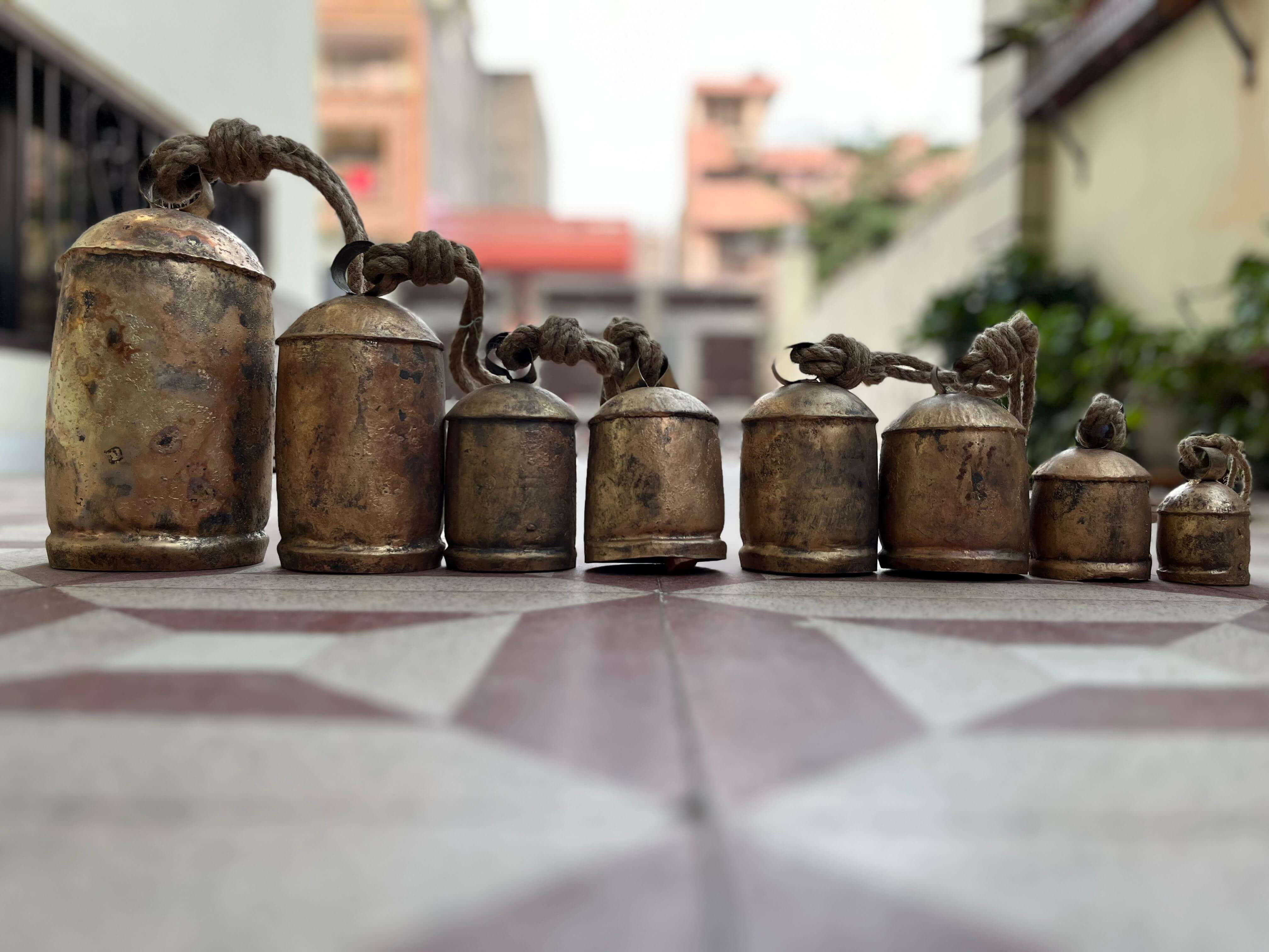 Rustic Iron Giant Cow Bells Collection - Set of 8