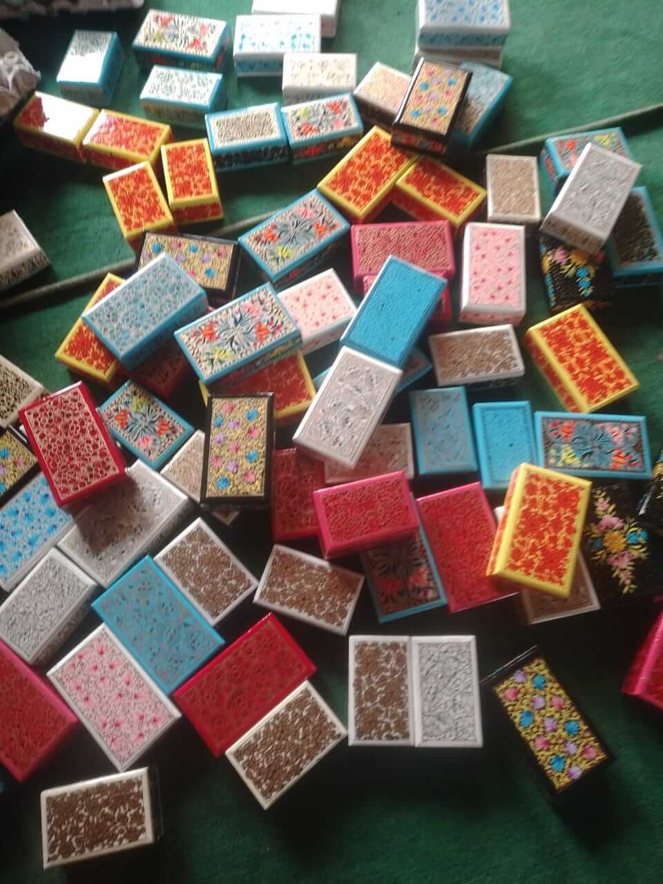 Handmade Kashmiri Paper Mache Box - Floral Motif Gift Decorative Jars