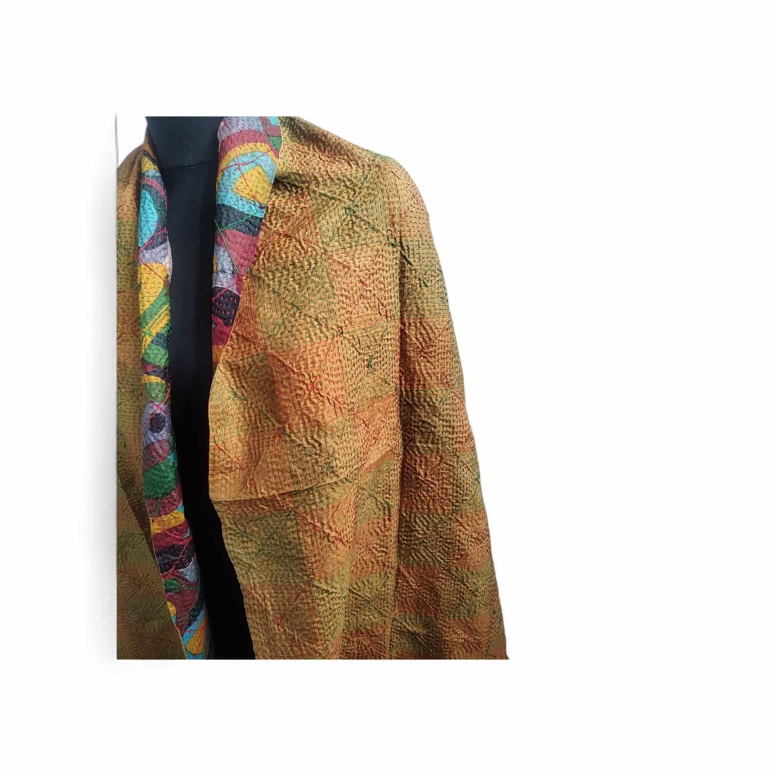 Vintage Kantha Silk Scarves Scarf Reversible 100%Silk Sari Saree Wraps Indian Dupatta Wholesale Supply