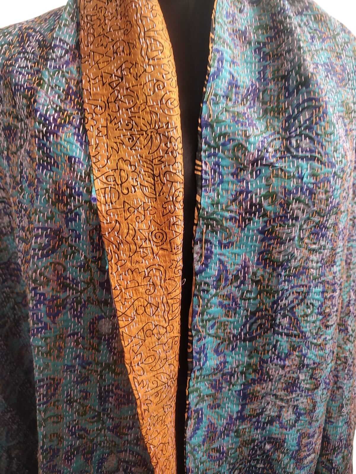 Vintage Kantha Silk Scarves Scarf Reversible 100%Silk Sari Saree Wraps Indian Dupatta Wholesale Supply