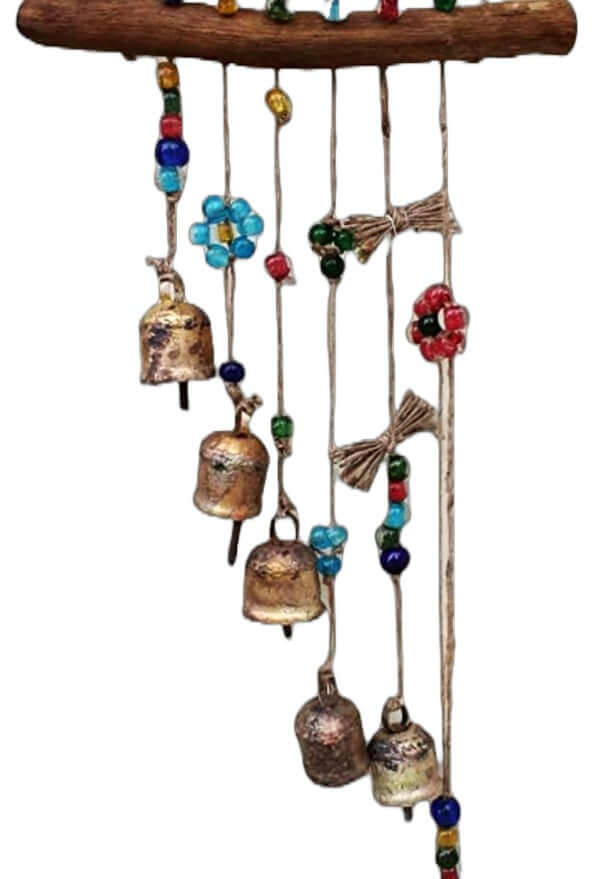 Enhance your space with this set of 5 handmade rustic wind chimes. Perfect for gardens or as a charming wall piece!