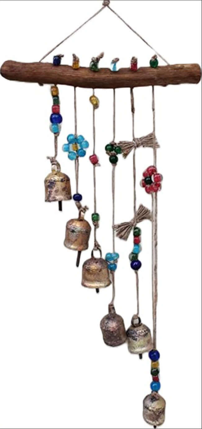 Enhance your space with this set of 5 handmade rustic wind chimes. Perfect for gardens or as a charming wall piece!