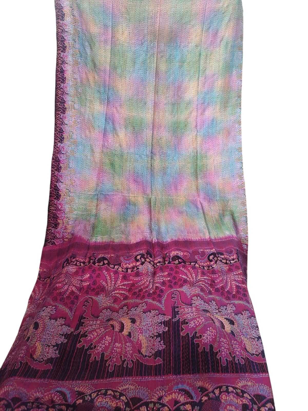 Vintage Kantha Silk Scarves Scarf Reversible 100%Silk Sari Saree Wraps Indian Dupatta Wholesale Supply