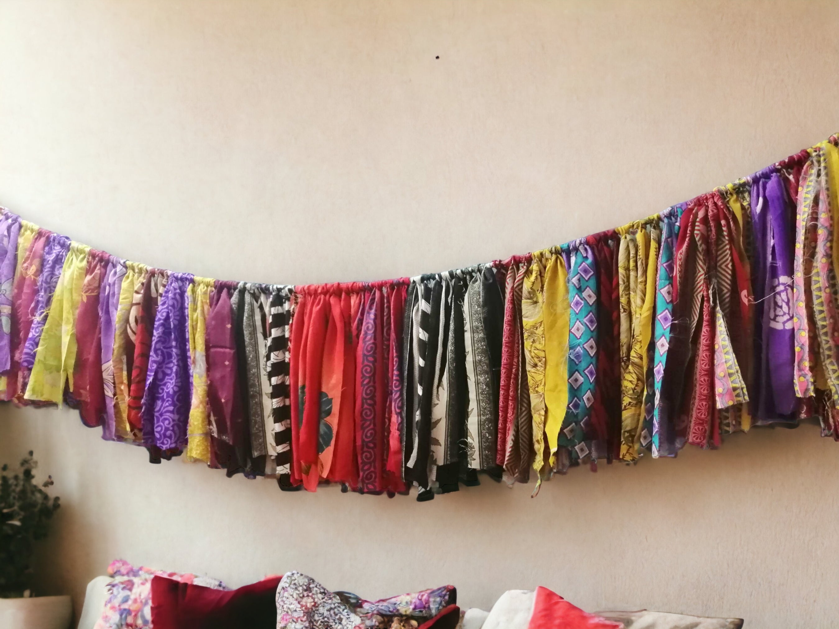 Eco-Friendly Silk Sari Valance - Bohemian Decor