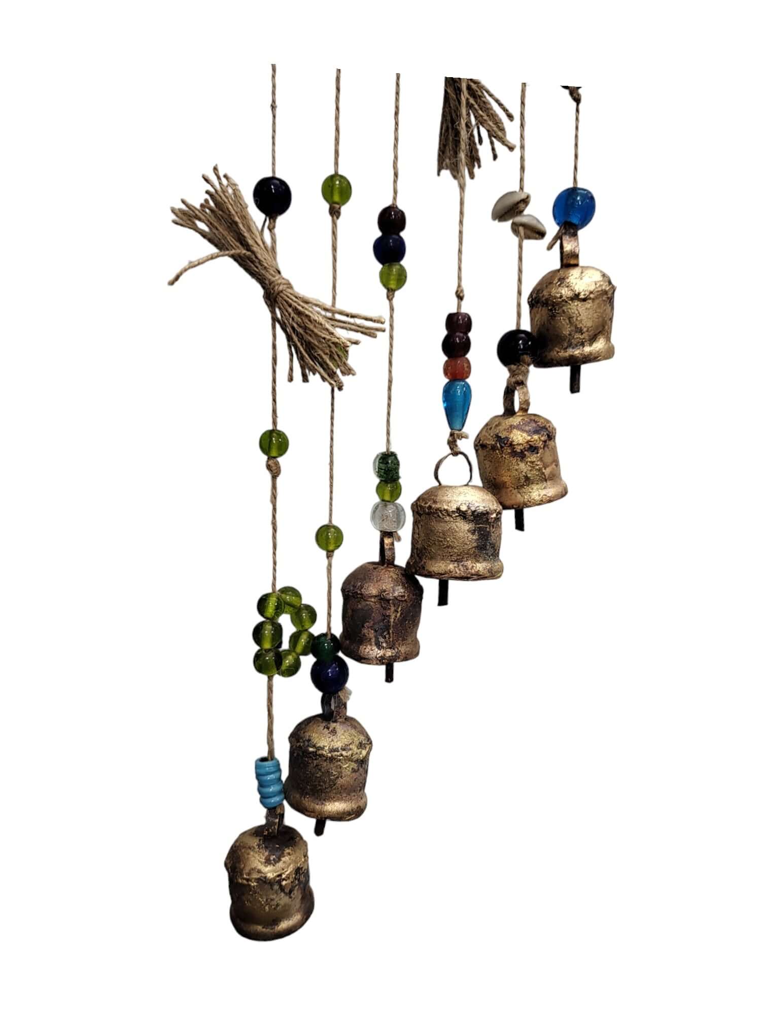 Enhance your space with this set of 5 handmade rustic wind chimes. Perfect for gardens or as a charming wall piece!