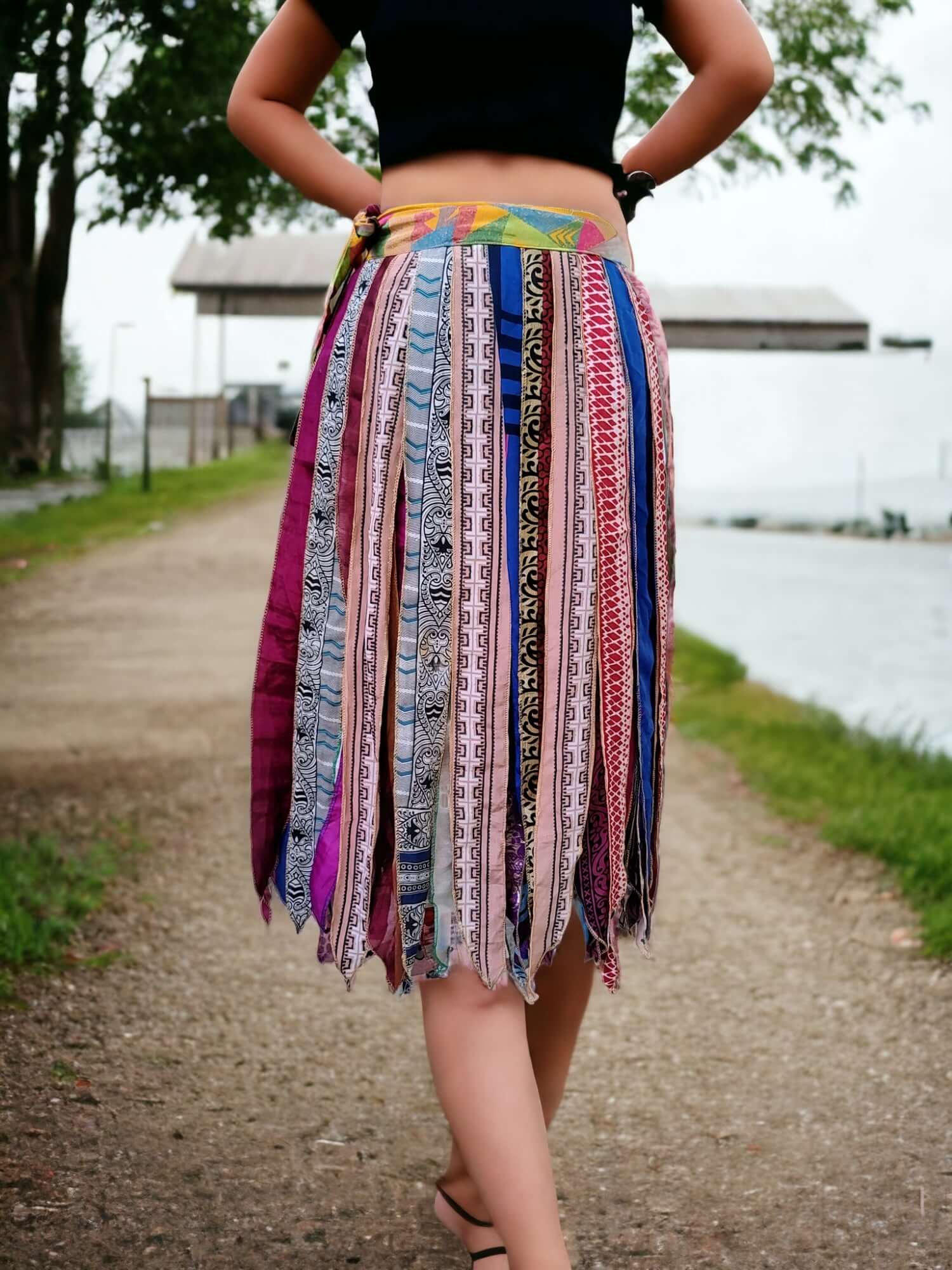 Boho Wrap Wrap Around Gypsy Skirt Recycled Silk Sari Wrap Around