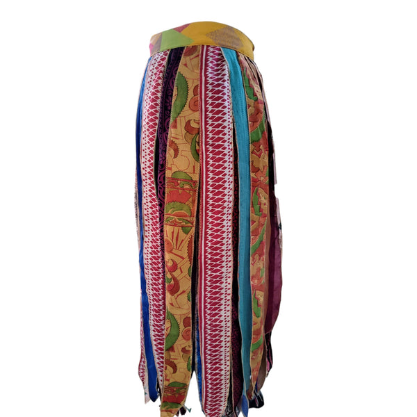 Recycled Silk Sari patchwork wrap around skirt