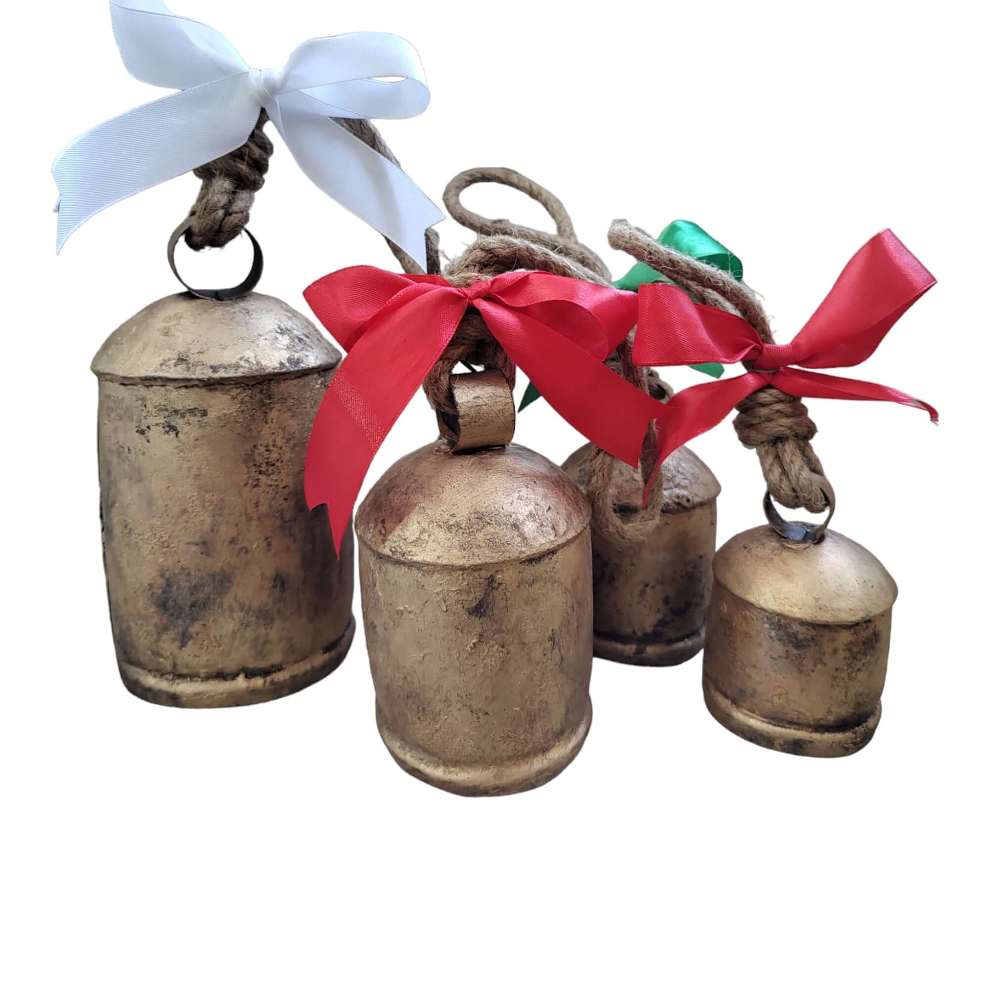 Rustic Iron Tin Cow Bells - 4 Pc Garden Décor Set