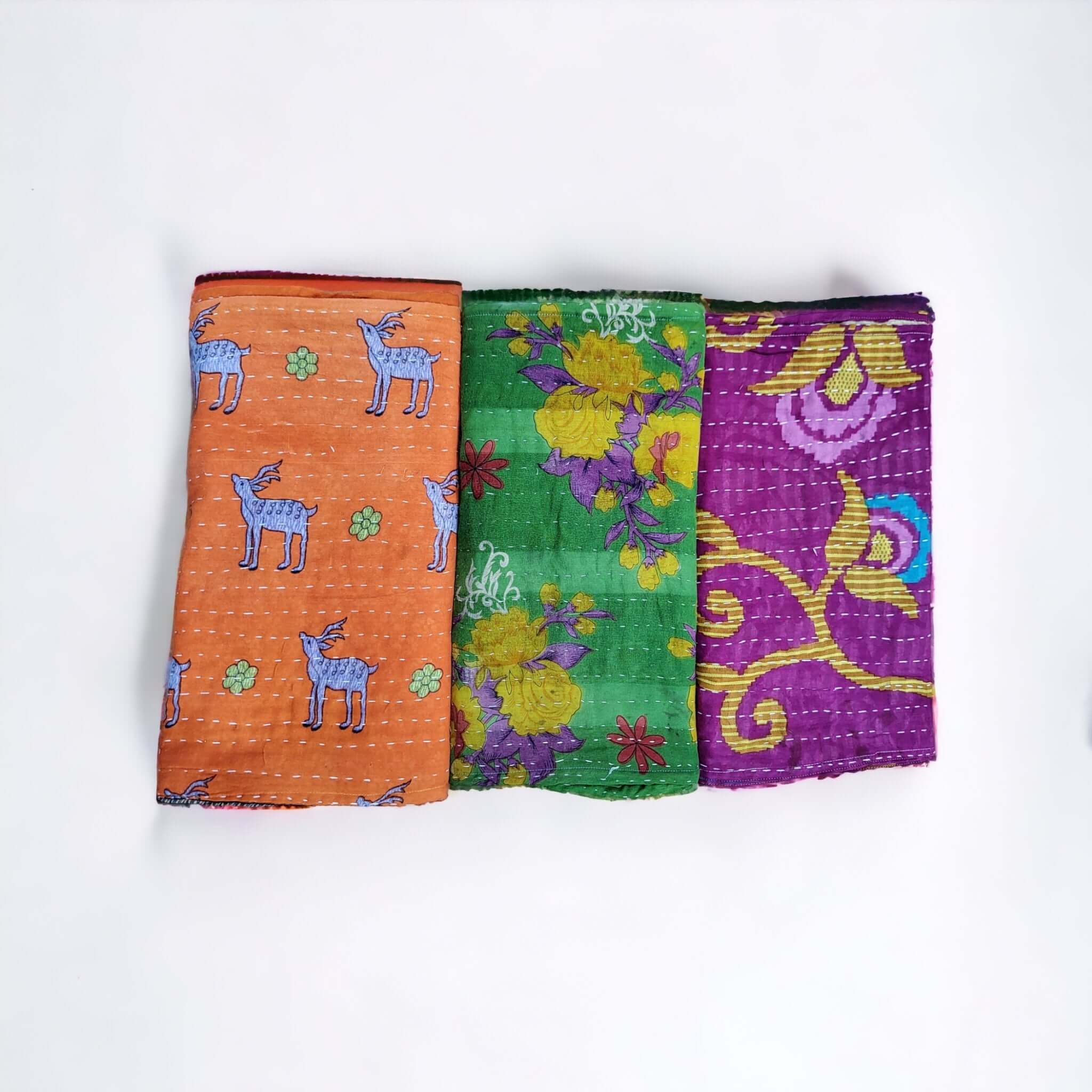 Cotton Floral Tapestry Table Runner in multiple colors featuring floral patterns and animal designs.