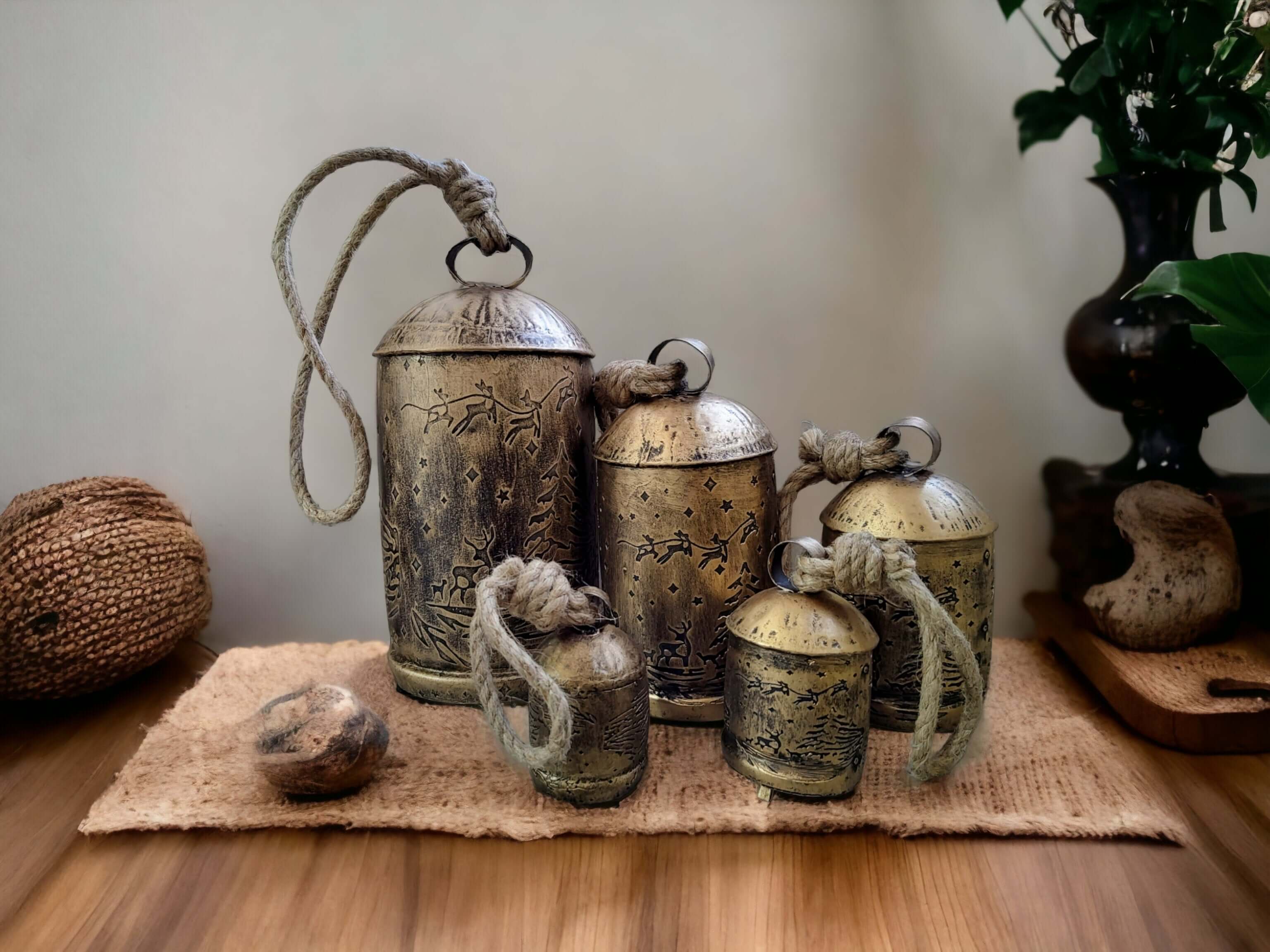 Rustic Vintage Antique Cow Bells Decoration