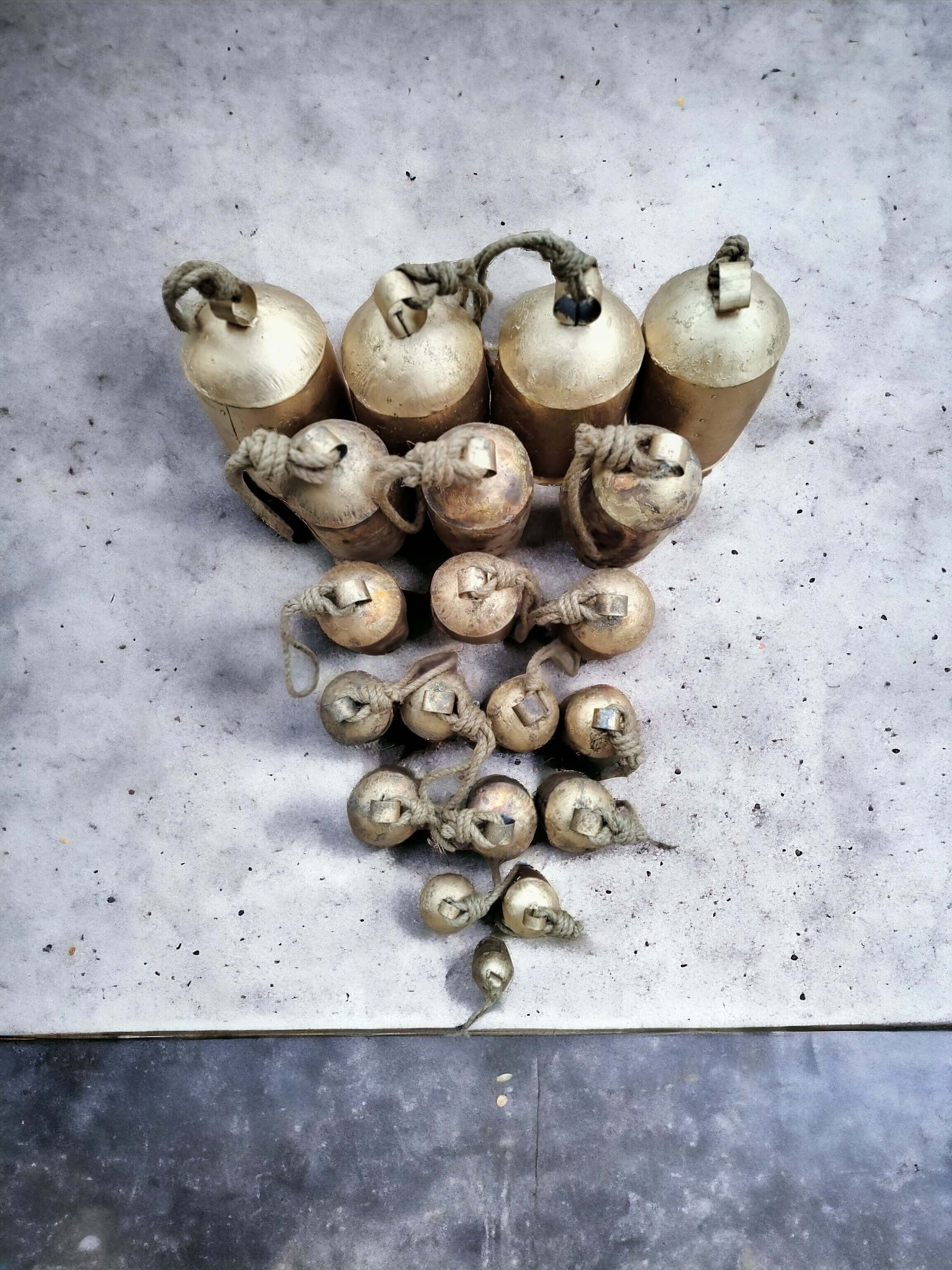 Rustic Antique Finish Cow Bells Set - 20 Pieces
