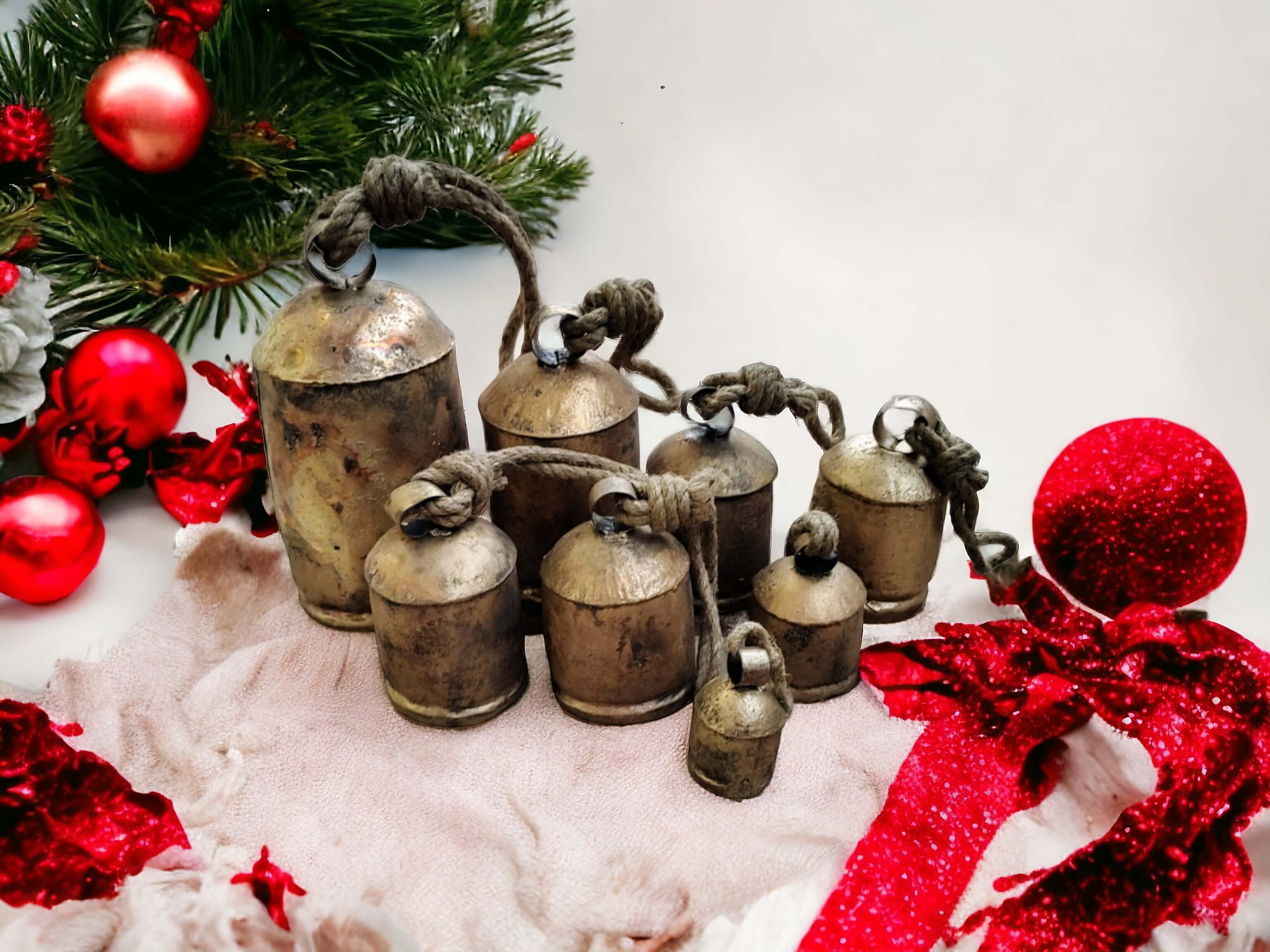 Rustic Antique Finish Cow Bells Set - 20 Pieces