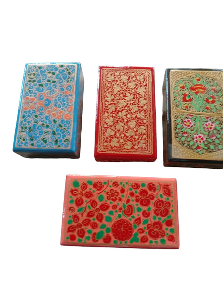 Kashmiri Art Paper Mache Box, Handmade Paper Mache box, Hand Painted Trinket Box with Floral Motif, Valentine day gift, Lacquered Paper Mache Box