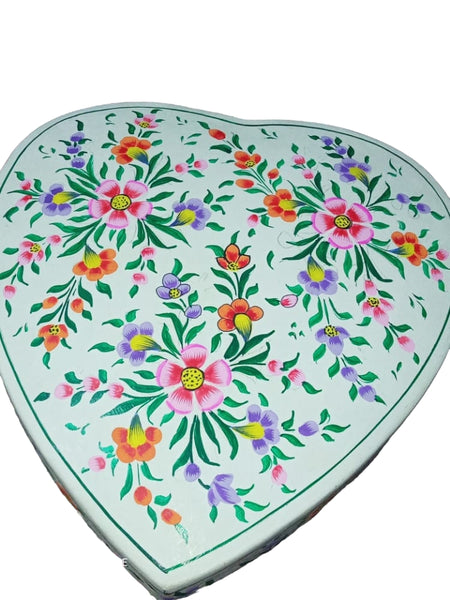 Kashmiri Art Paper Mache Box, Handmade Paper Mache box, Hand Painted Trinket Box with Floral Motif, Valentine day gift, Lacquered Paper Mache Box