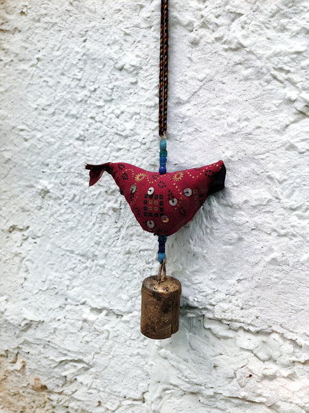 Handmade Cotton Tota Bird Bell , Cotton Stuffed Small Bird with Beads Bell Prosperity Hens Wholesale Lot