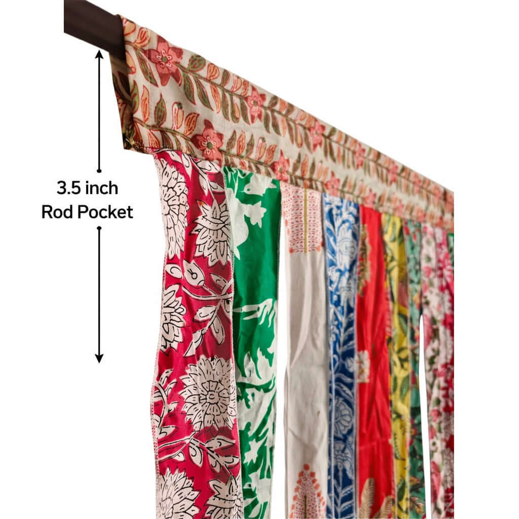 Mango Gifts Cotton Floral Bohemian Hippie Doorway Curtain 79 X 39 inch, Multicolour Boho Home Decor, Rod Pocket Curtains for for Living Room, Door, Window or Wall Hanging Decor