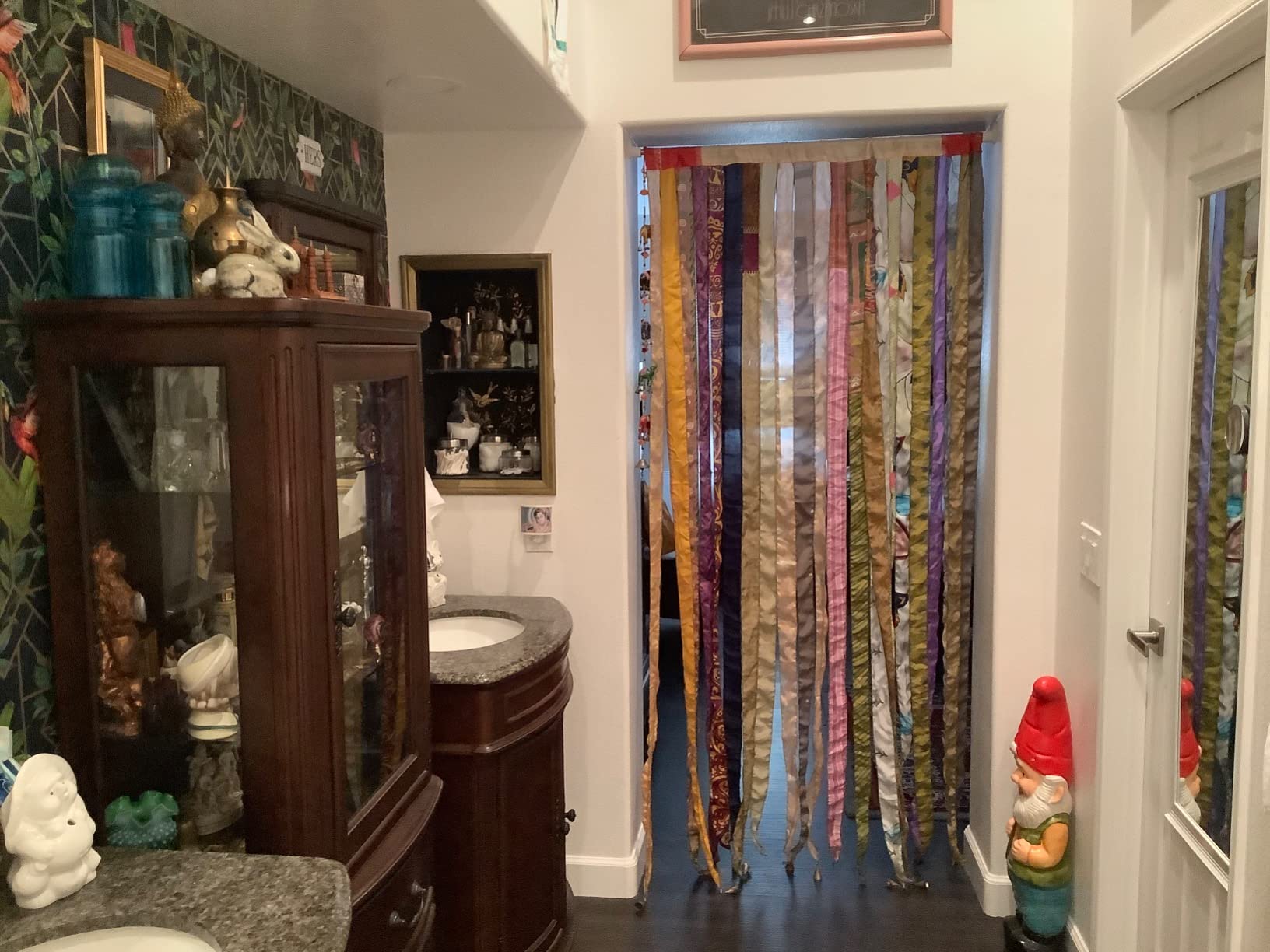 Old Silk Sari Multicolor Ribbon Doorway Curtain Hippie Bohemian Room Divider Light-Filtering Boho Curtains Rod Pocket Window Drape for Livingroom Bedroom 85 x 45 Inch