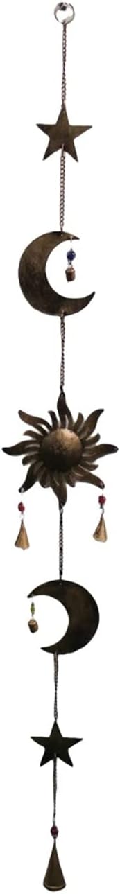 Sun Moon Star Hanging Chime Recycled Iron Wind Chime Sun Hanger Antique Look Set of 5 Pcs