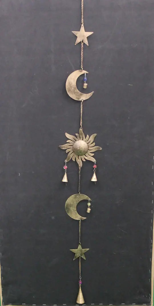 Antique Sun Moon Star Hanging Chime Set of 5 Pcs Wind Chimes