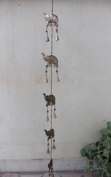 Elephant Bells Wall Hanging Wind chimes Outdoor Patio Garden Ornaments Set of 5 Pcs