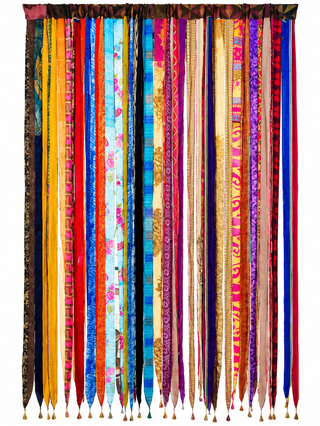 Old Silk Sari Multicolor Ribbon Doorway Curtain Hippie Bohemian Room Divider Light-Filtering Boho Curtains Rod Pocket Window Drape for Livingroom Bedroom 85 x 45 Inch (Copy)