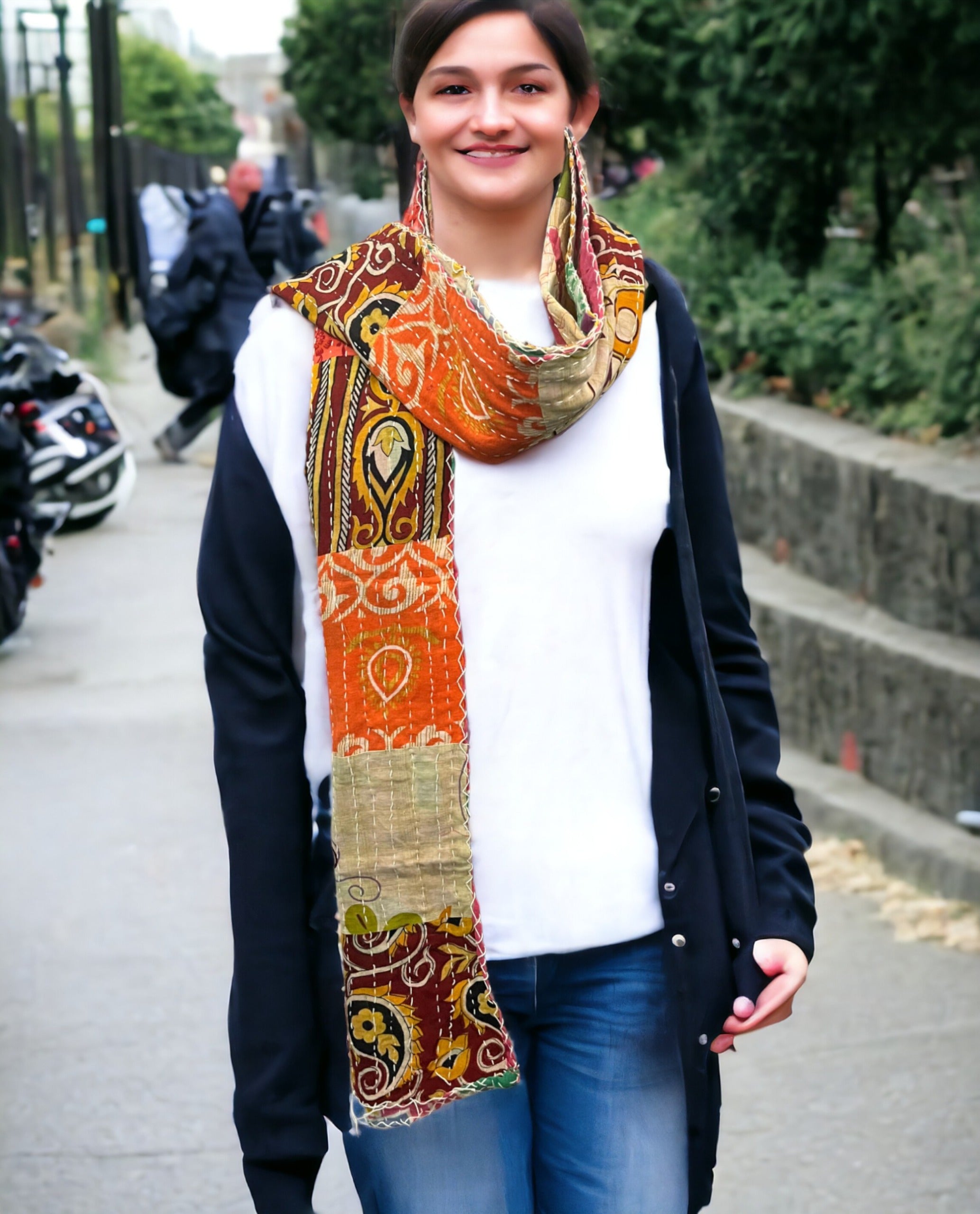 Kantha Vintage Cotton Scarves - Reversible Stole Apparel & Accessories