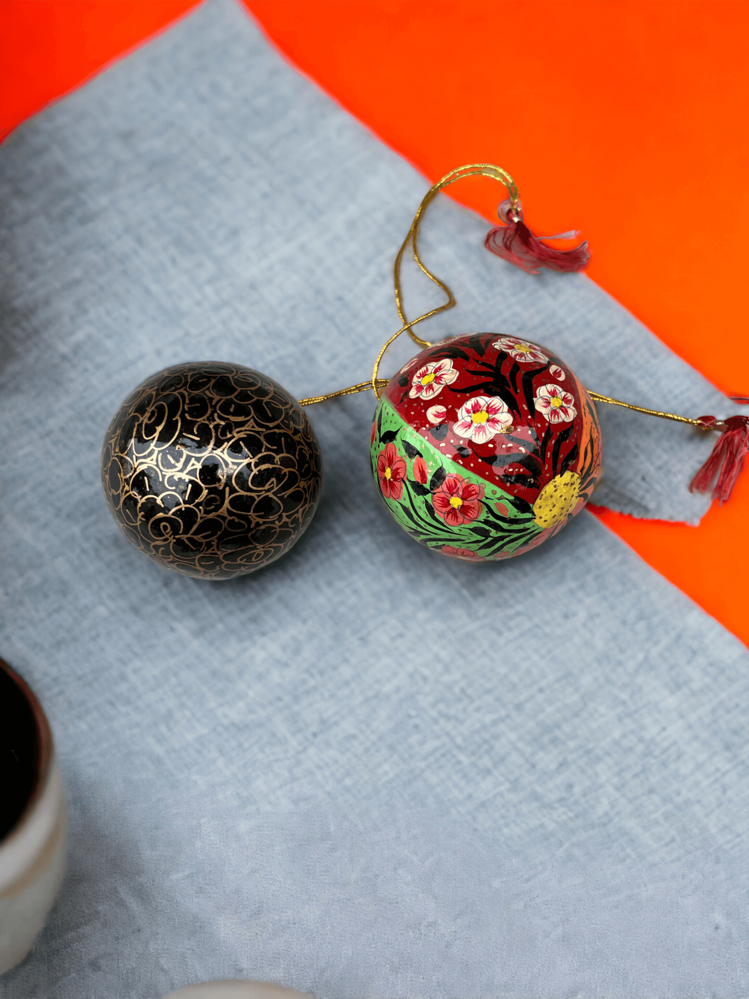 Hand-Painted Paper Mache Christmas Ornaments
