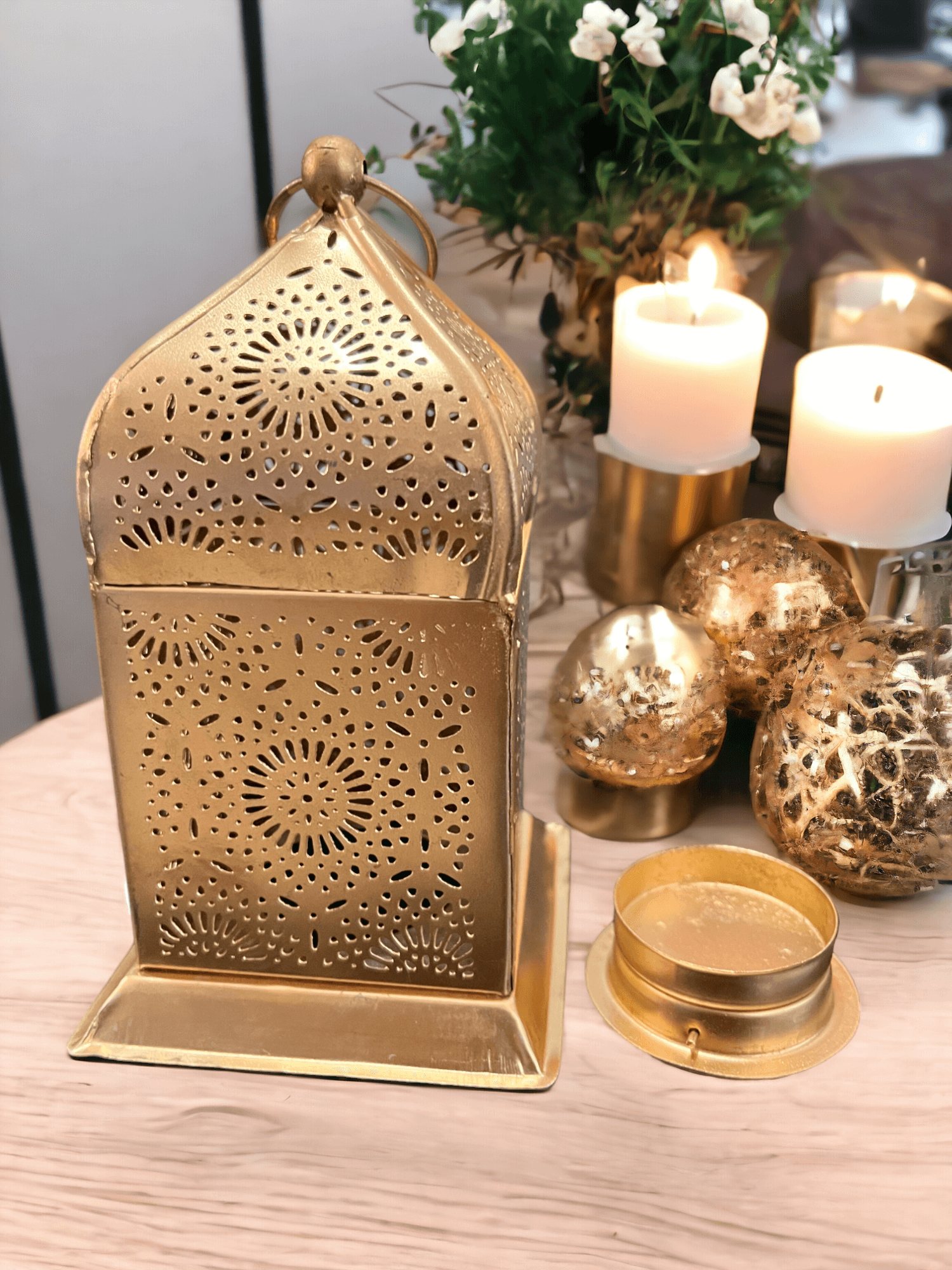 Vintage Tea Light Candle Holder Moroccan Lamp Antique Style 6" Height Lantern 