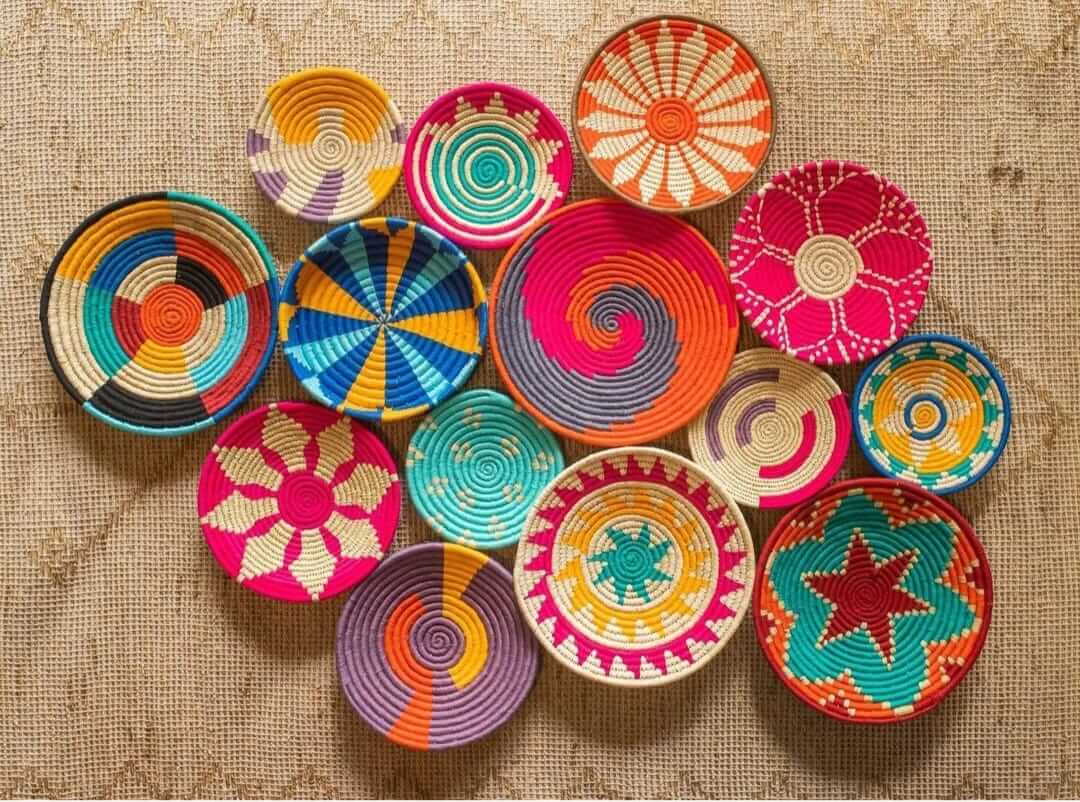 Sabai Grass Handwoven Rattan Wall Plates - Bohemian DecorWall Hanging