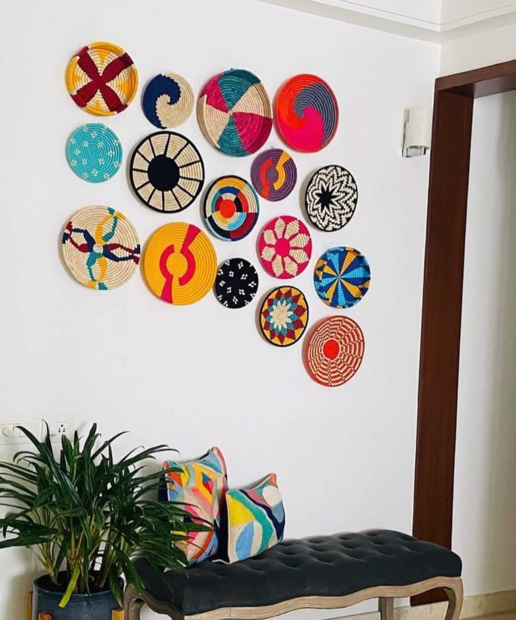 Sabai Grass Handwoven Rattan Wall Plates - Bohemian DecorWall Hanging